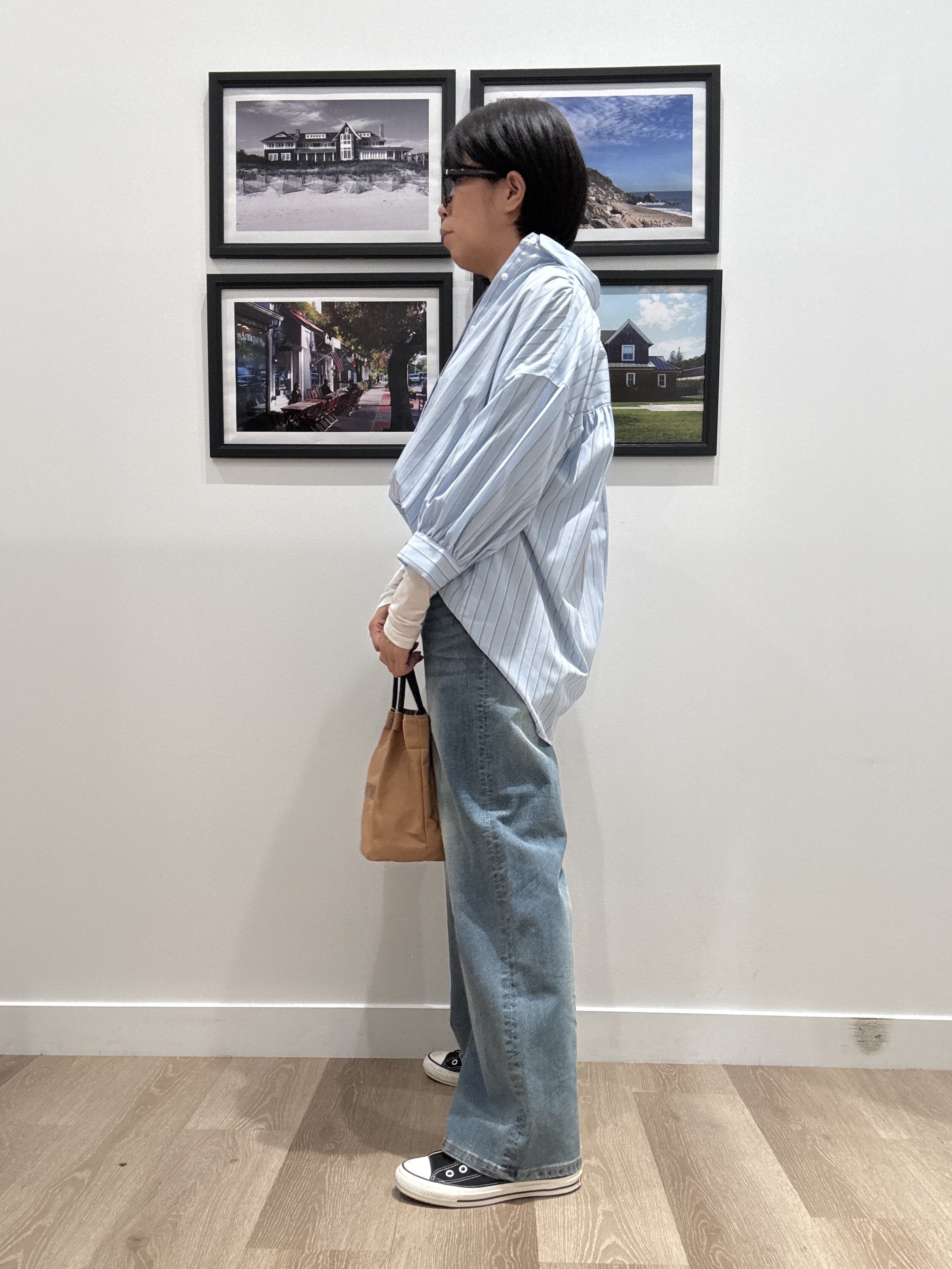 Naoさんの「Dessin｜【UVカット】ギャザースリーブストライプシャツ6分袖」を使ったコーディネート