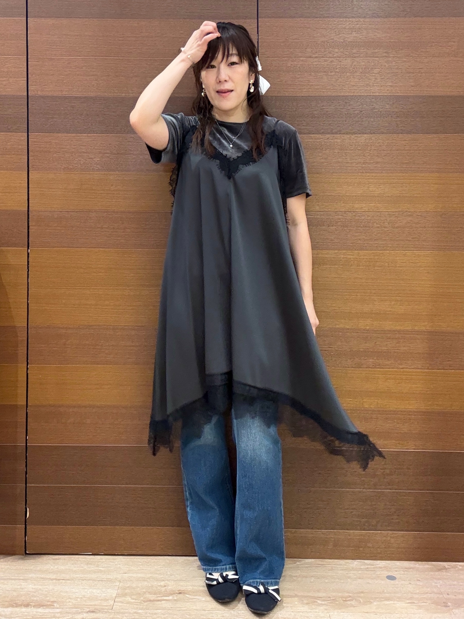 maichiさんの「OPAQUE.CLIP｜フロッキーチュールカットソー【洗濯機OK】」を使ったコーディネート