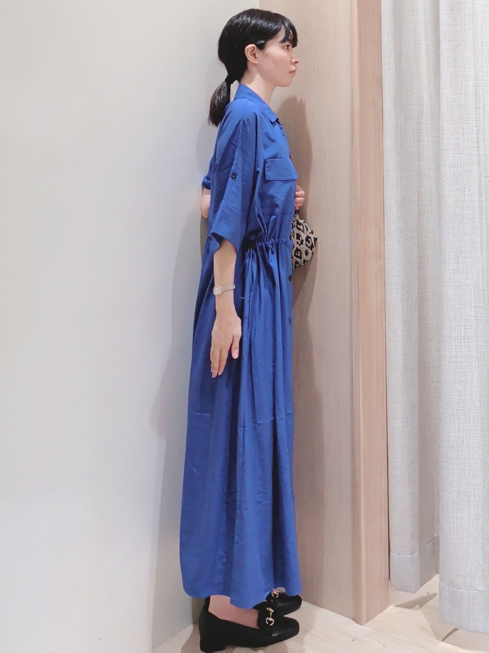 Yuiさんの「grove｜1枚でも羽織でも◎ ウエストドロストシャツワンピース」を使ったコーディネート