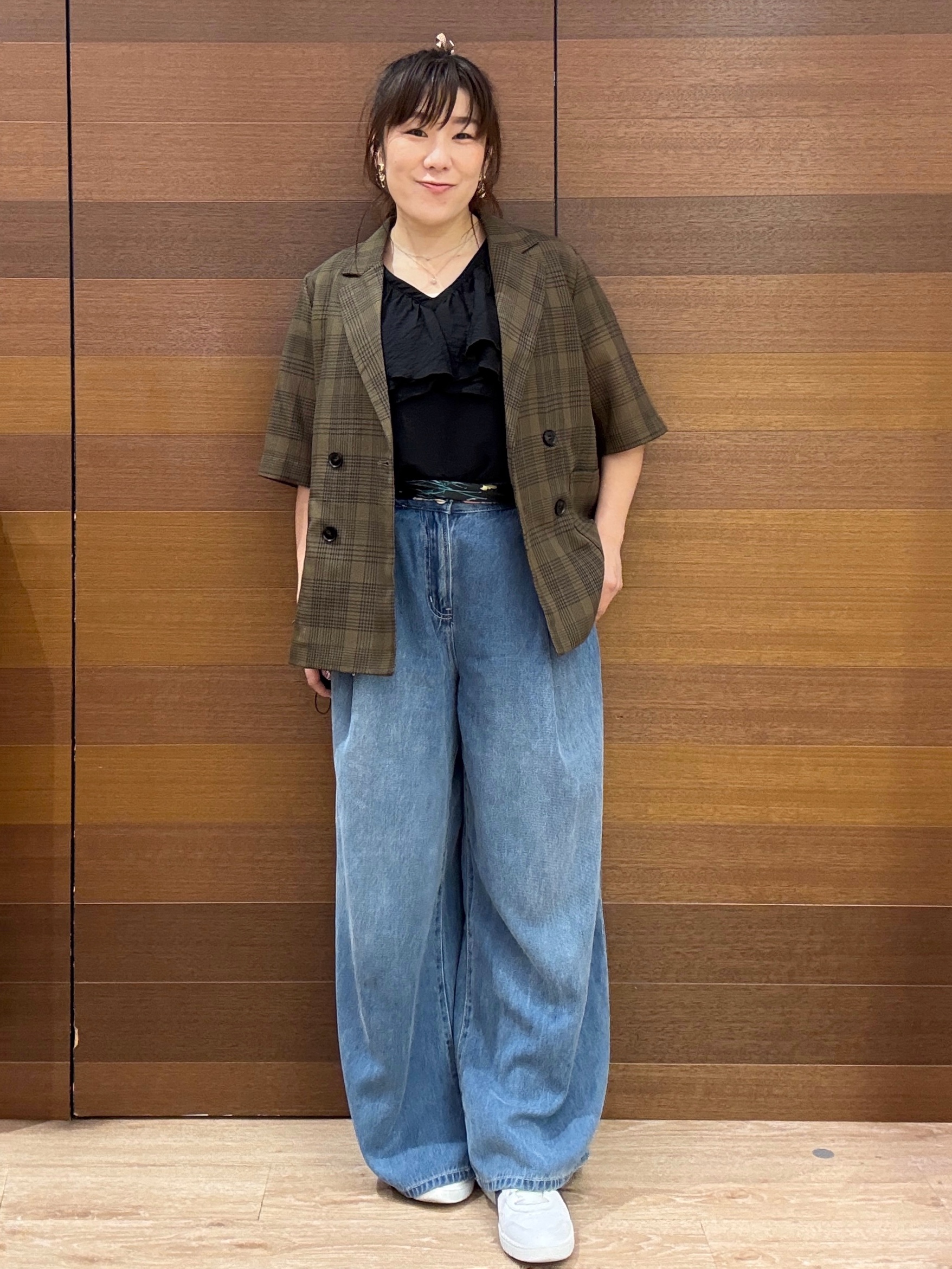 maichiさんの「OPAQUE.CLIP｜メッシュテーラードジャケット／チェック柄アソート【洗濯機OK】」を使ったコーディネート