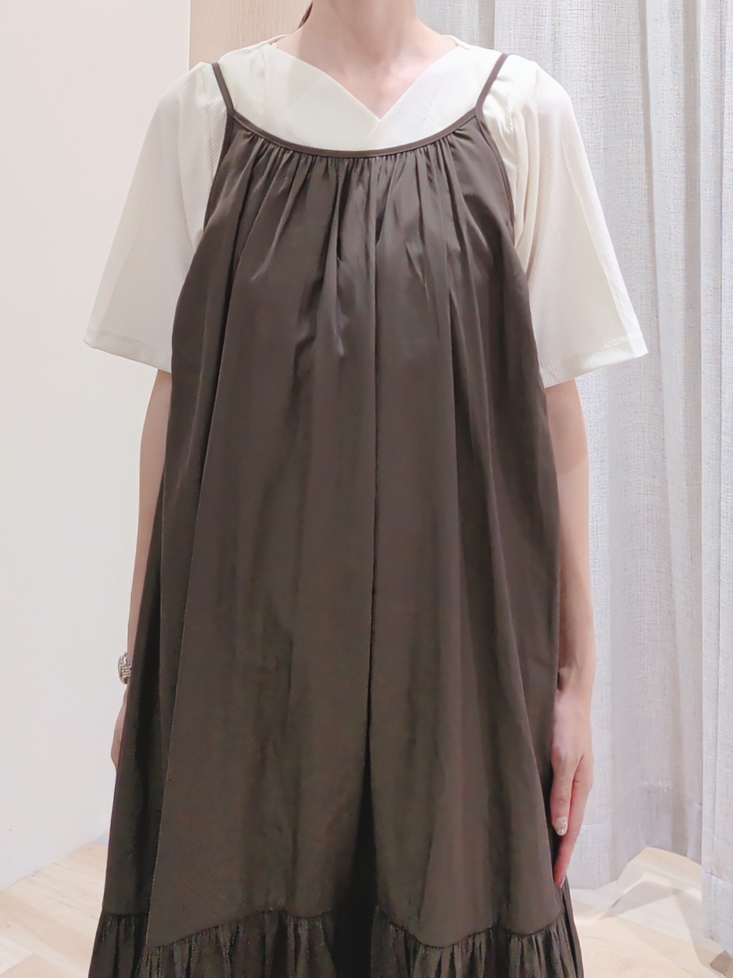 Yuiさんの「grove｜着るだけで旬顔 ドレープネックテレコTシャツ」を使ったコーディネート