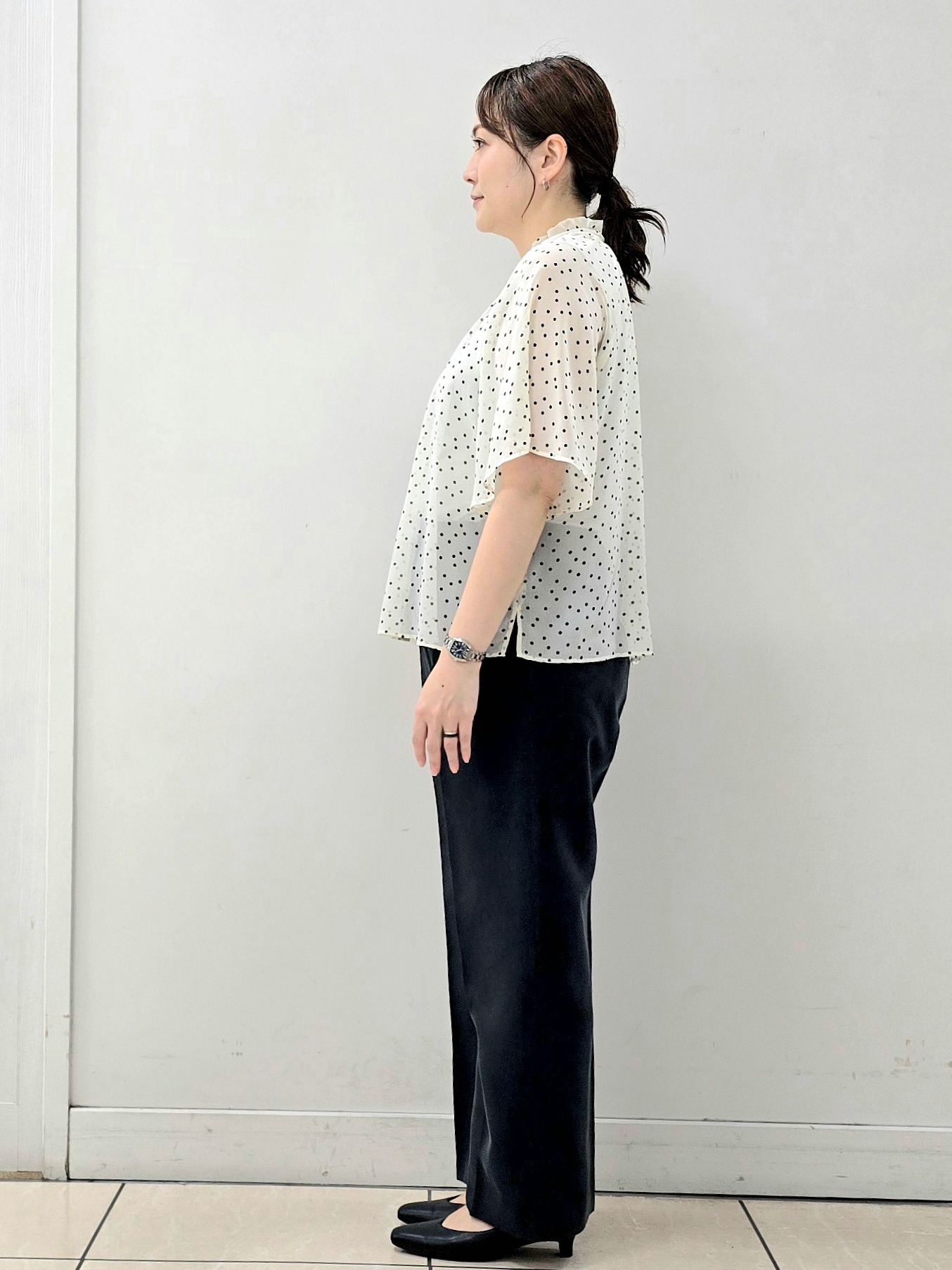 fkeさんの「Reflect｜【セットアップ／手洗い可】ドット柄シアーブラウス」を使ったコーディネート