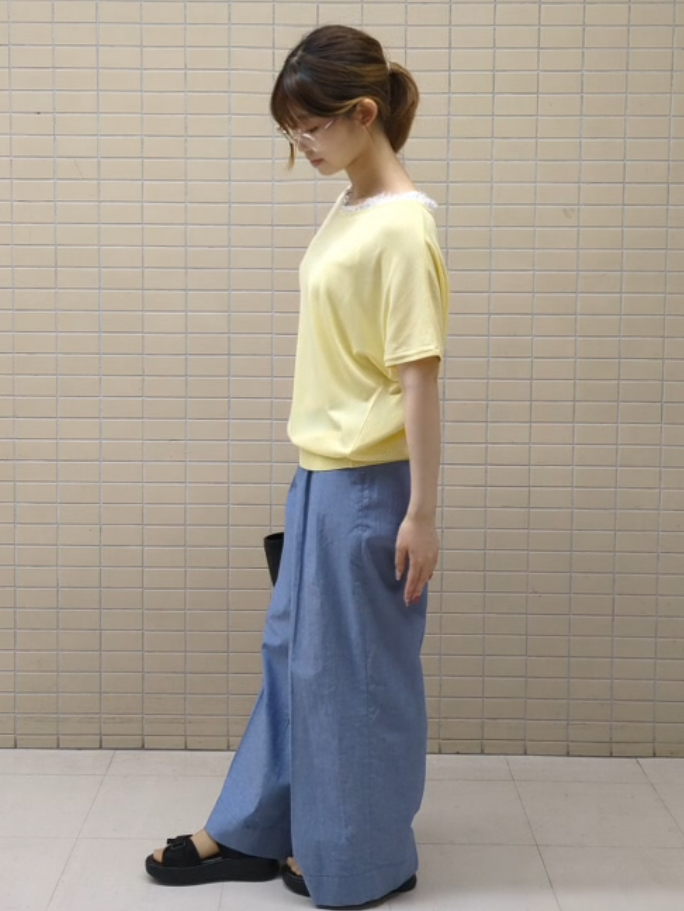 ひまりさんの「Reflect｜【二の腕カバー／手洗い可】ネックレース フレンチスリーブニット」を使ったコーディネート
