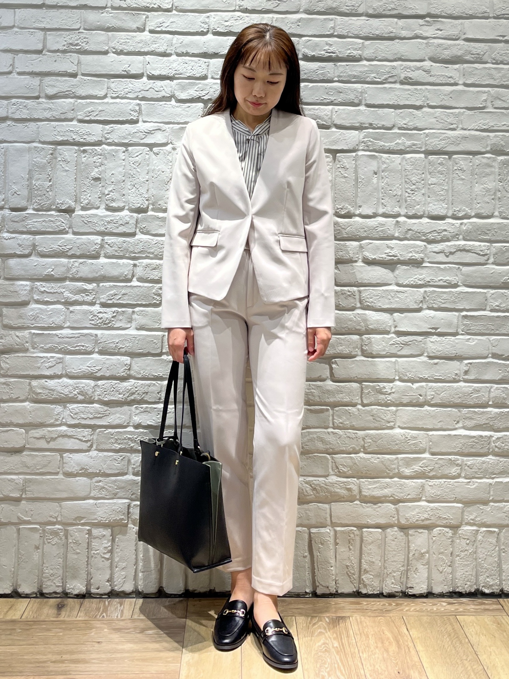 erinaさんの「index｜【防シワ】セットアップ可 ダブルクロスノーカラージャケット《洗濯機OK／イージーアイロン／ストレッチ」を使ったコーディネート