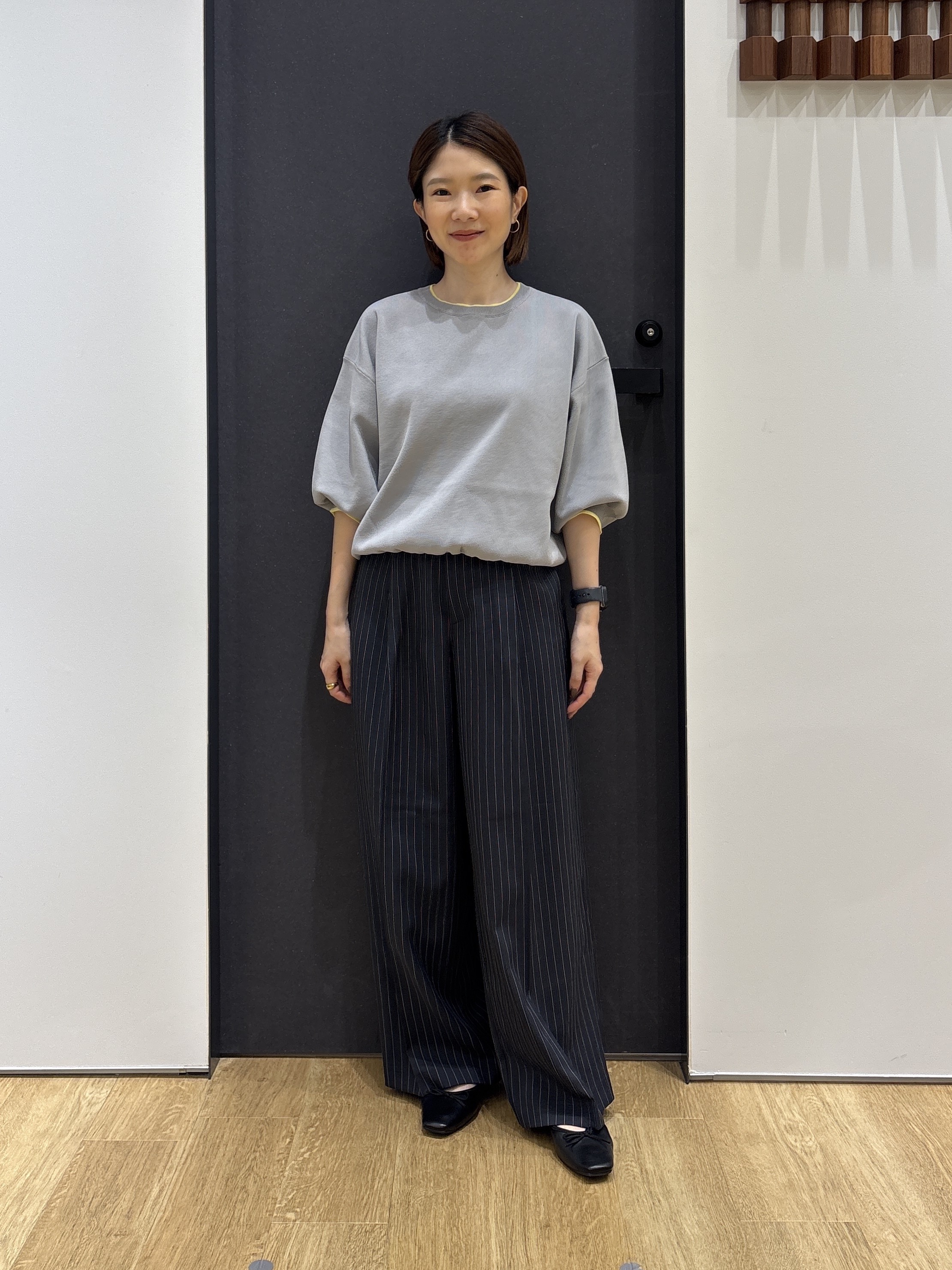 risaさんの「Dessin｜【UVカット/マシンウォッシャブル】6分袖配色ニット」を使ったコーディネート