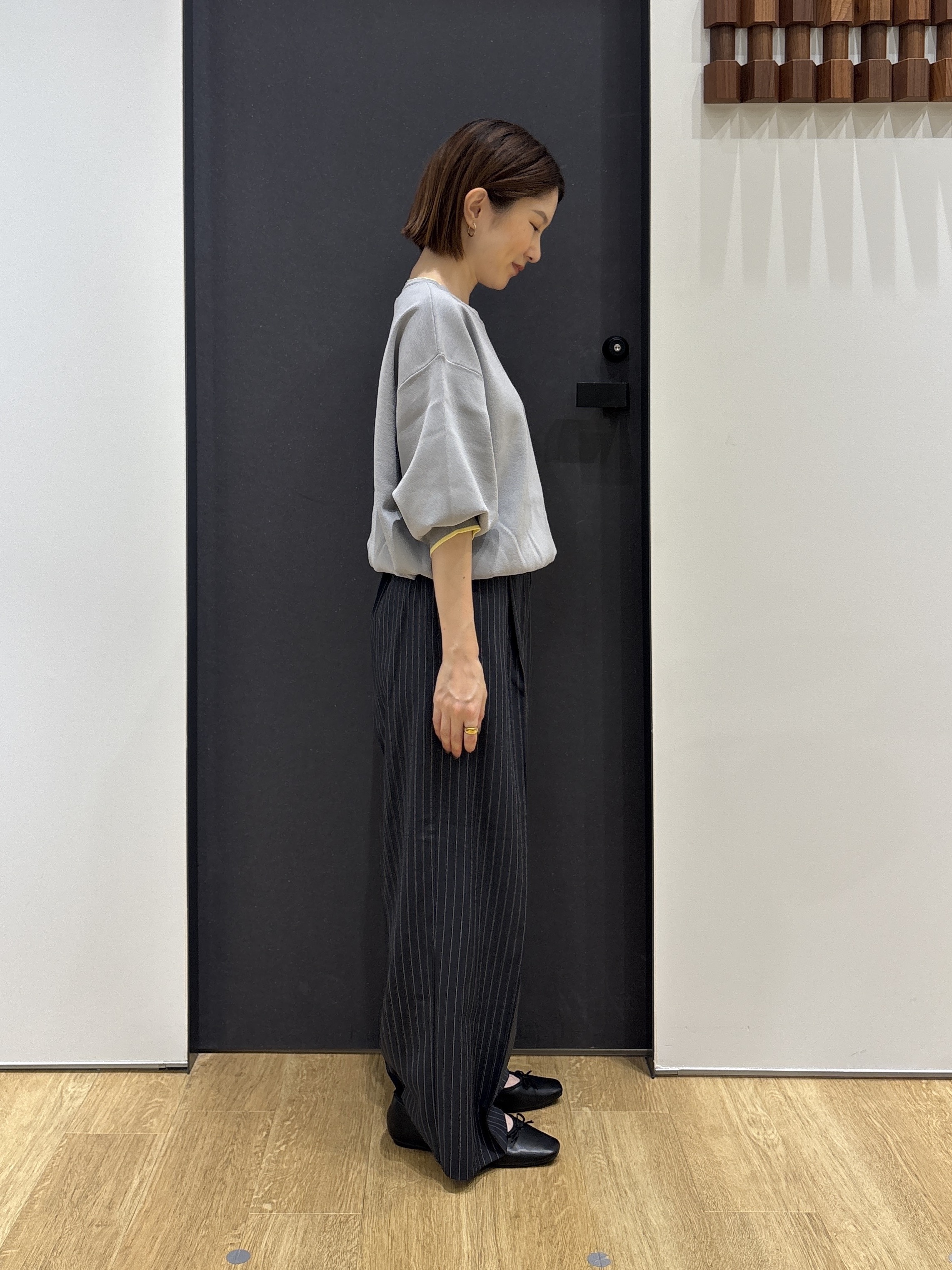 risaさんの「Dessin｜【UVカット/マシンウォッシャブル】6分袖配色ニット」を使ったコーディネート