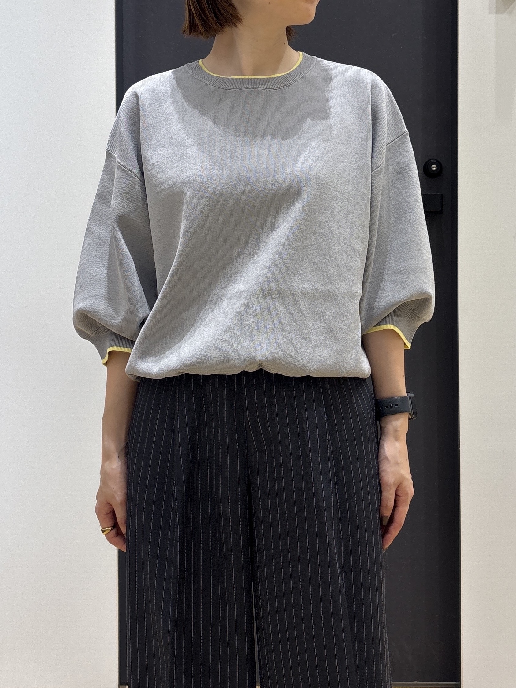 risaさんの「Dessin｜【UVカット/マシンウォッシャブル】6分袖配色ニット」を使ったコーディネート