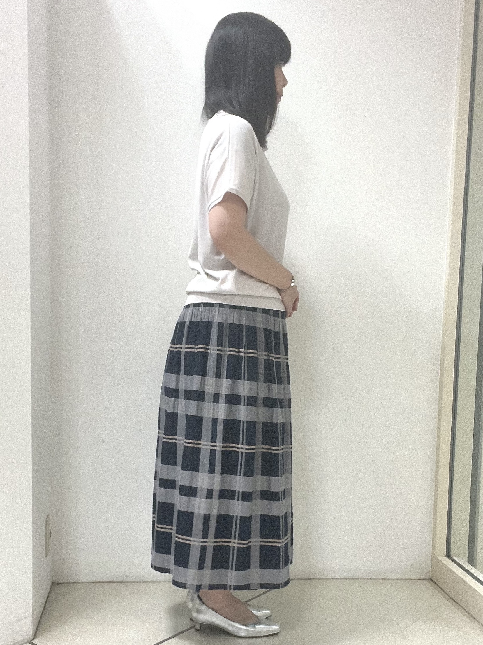 Chakoさんの「Reflect｜【二の腕カバー／手洗い可】ネックレース フレンチスリーブニット」を使ったコーディネート