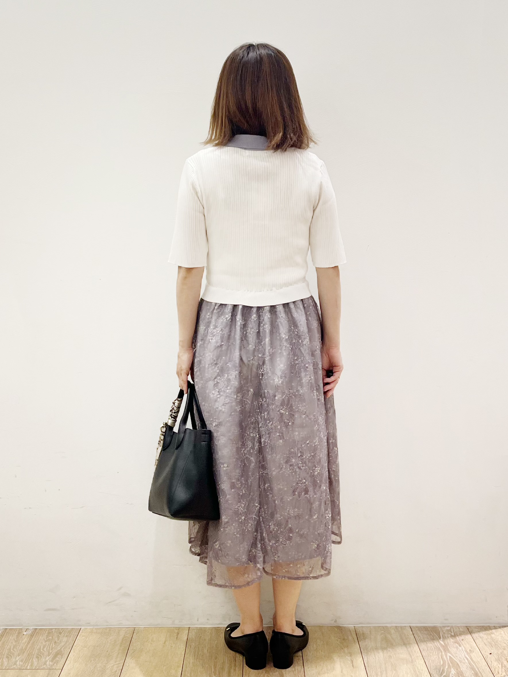kcさんの「OPAQUE.CLIP｜花柄ドッキング衿付きワンピース【洗濯機OK】」を使ったコーディネート