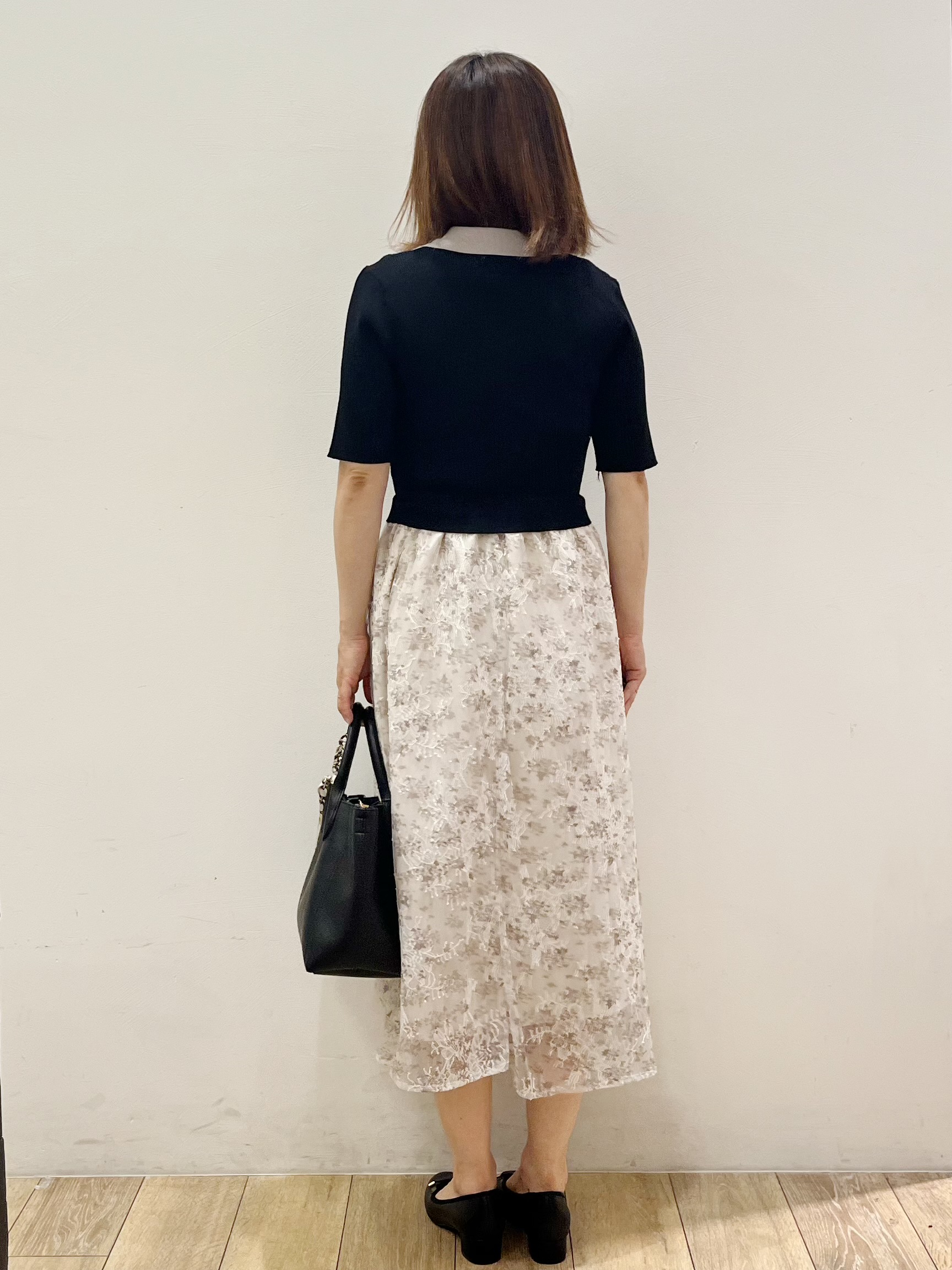 kcさんの「OPAQUE.CLIP｜花柄ドッキング衿付きワンピース【洗濯機OK】」を使ったコーディネート