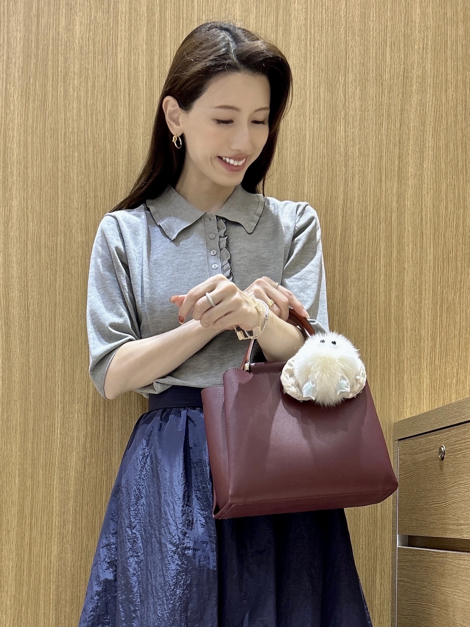 maiさんの「OPAQUE.CLIP｜【UVケア】フリルポロニット《洗濯機OK／抗ピル》」を使ったコーディネート