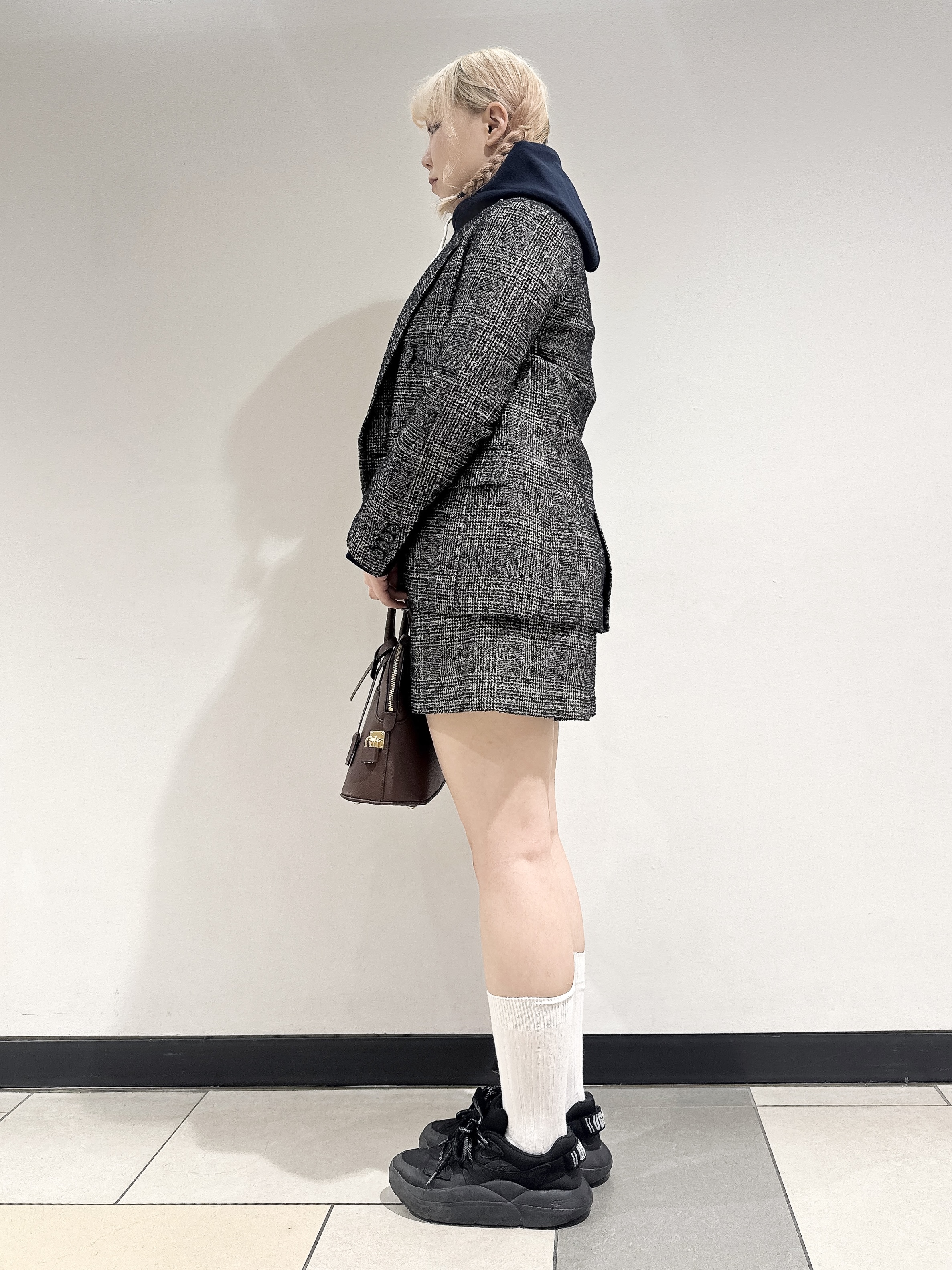 なかもとあきさんの「DRESSTERIOR｜【セットアップ可能】ループグレンチェックダブルジャケット」を使ったコーディネート