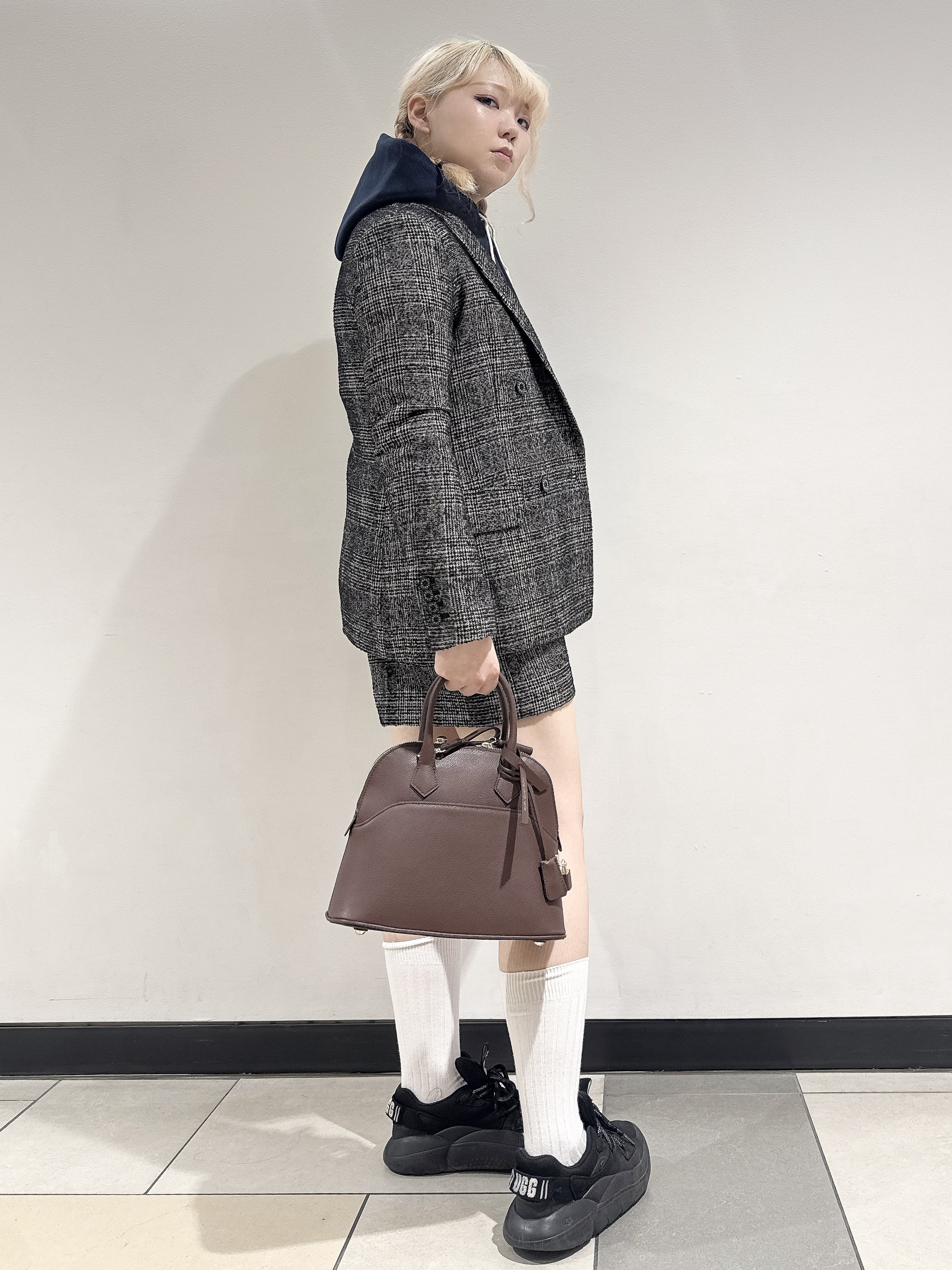 なかもとあきさんの「DRESSTERIOR｜【セットアップ可能】ループグレンチェックダブルジャケット」を使ったコーディネート