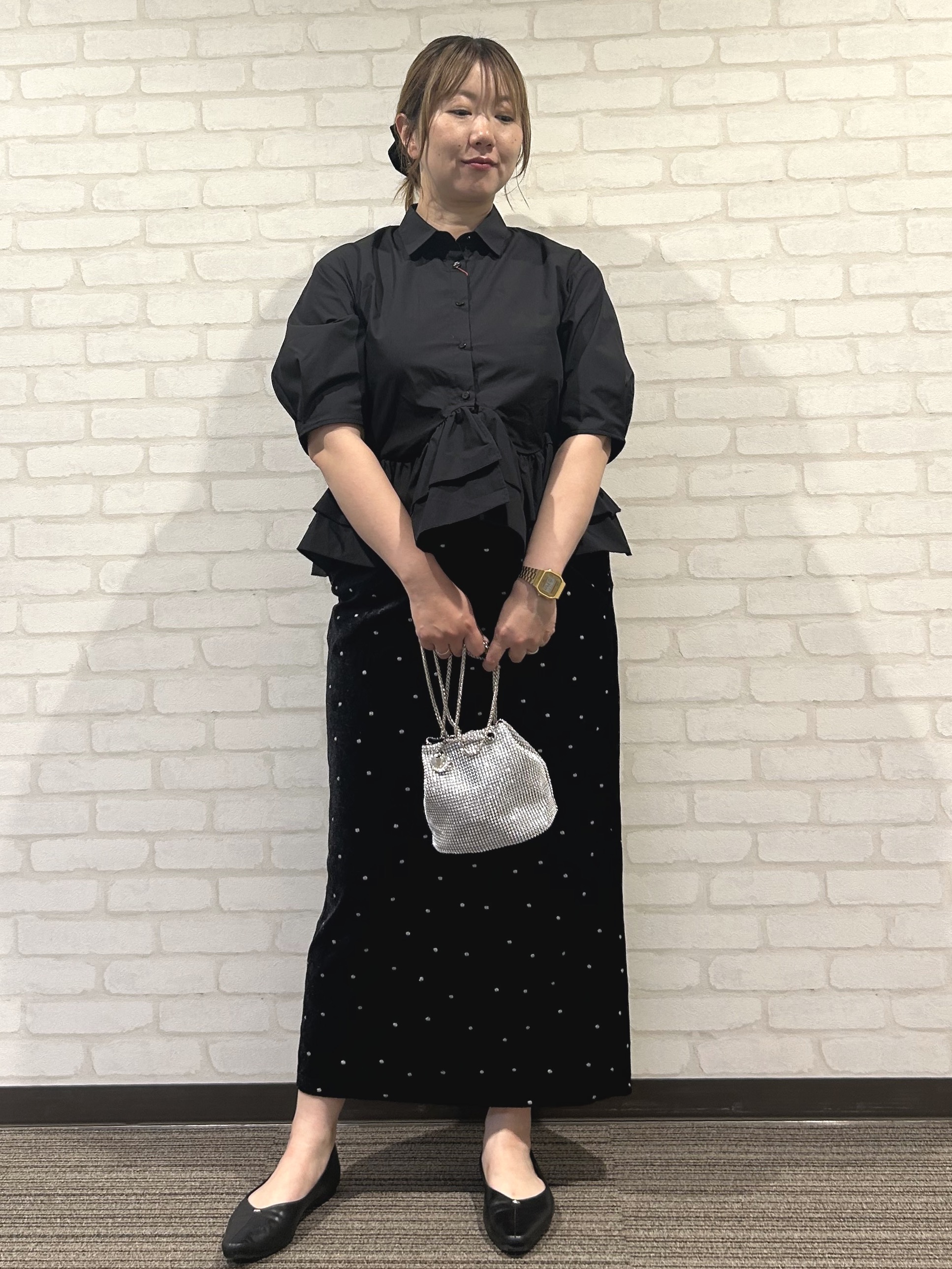 mochiさんの「OPAQUE.CLIP｜裾ラッフルデザインブラウス【洗濯機OK】」を使ったコーディネート