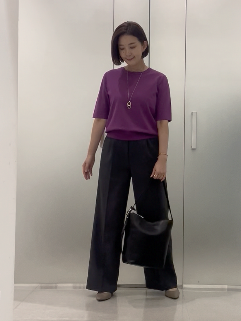 まどかさんの「UNTITLED｜【アンサンブル可/きれいめ/通勤】コンパクト5分袖ニット」を使ったコーディネート