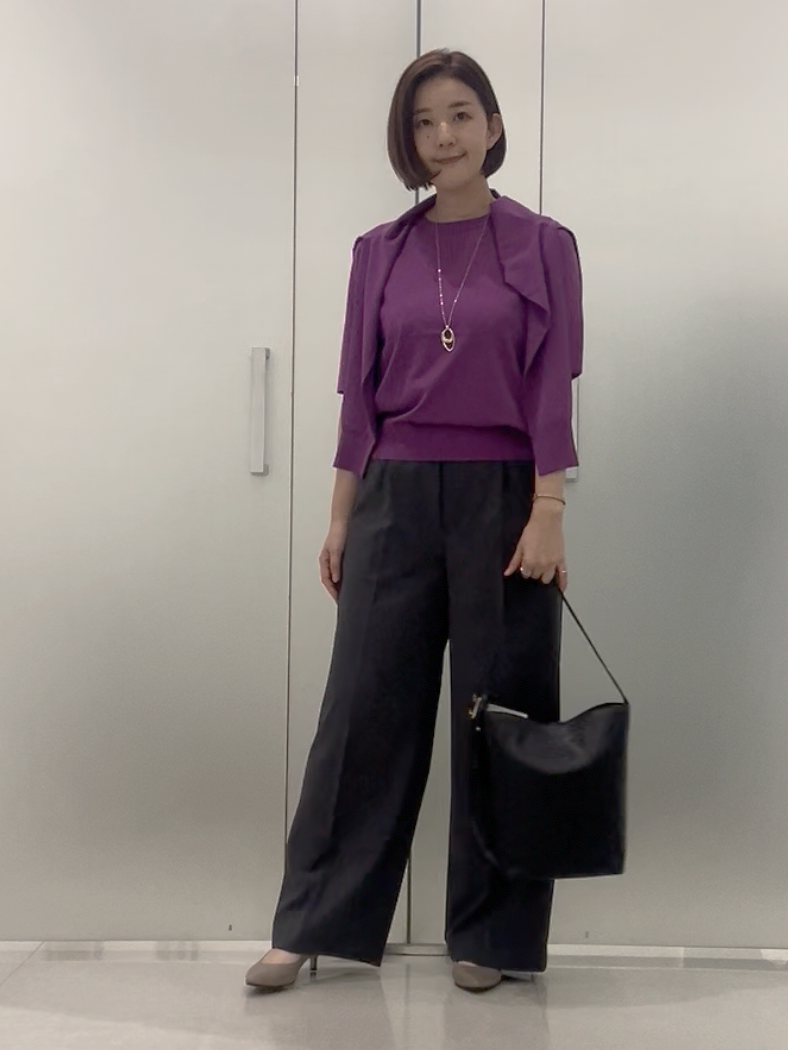 まどかさんの「UNTITLED｜【アンサンブル可能/秋羽織り】コンパクトニットカーディガン」を使ったコーディネート