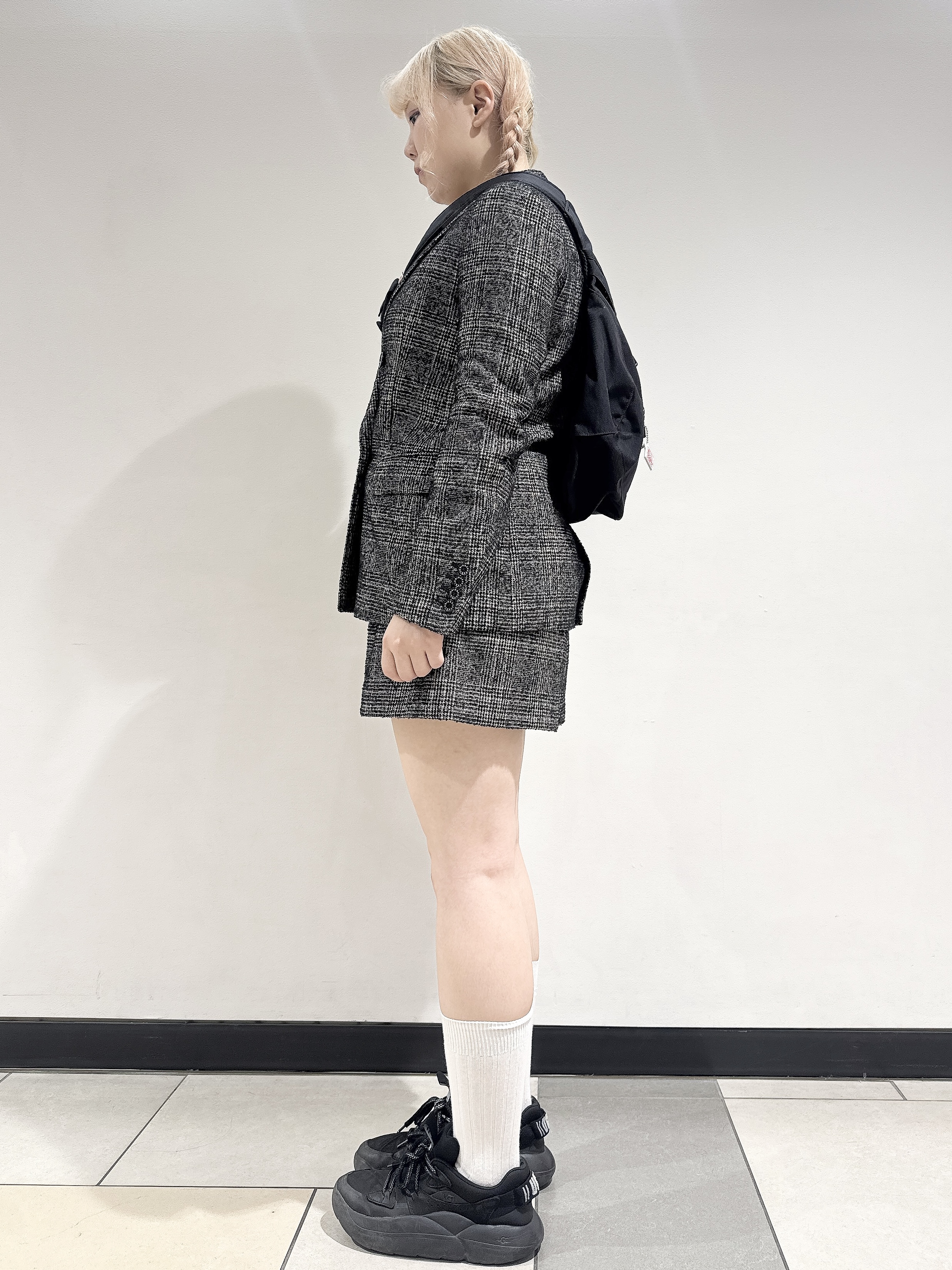 なかもとあきさんの「DRESSTERIOR｜【セットアップ可能】ループグレンチェックダブルジャケット」を使ったコーディネート