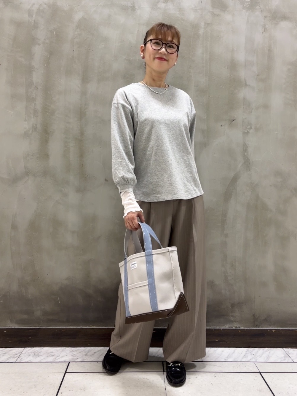 Yasucoさんの「Dessin｜バックヘンリーカットソー長袖」を使ったコーディネート