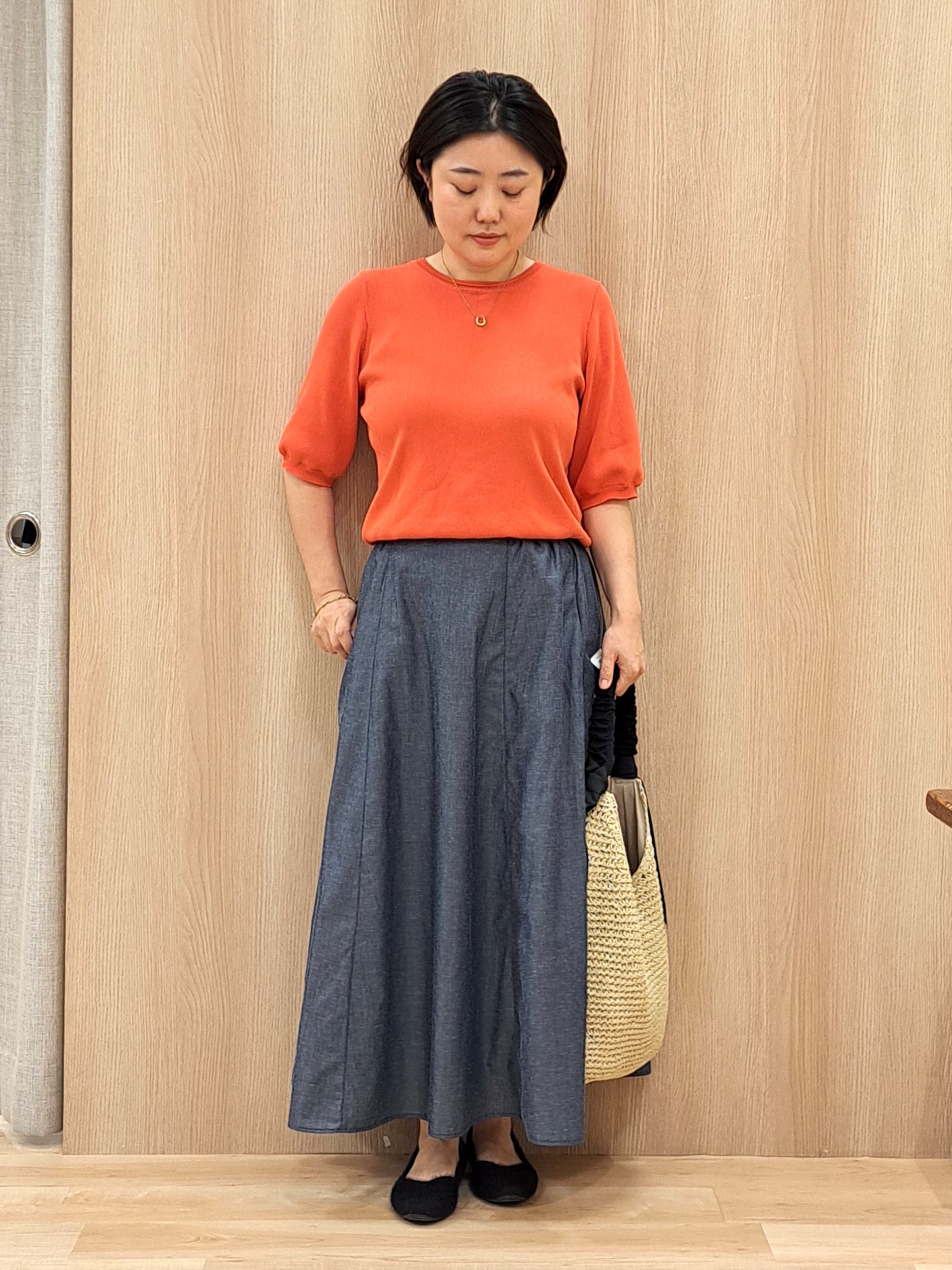 ふるさんの「grove｜バイカラーフラワーフレアスカート」を使ったコーディネート
