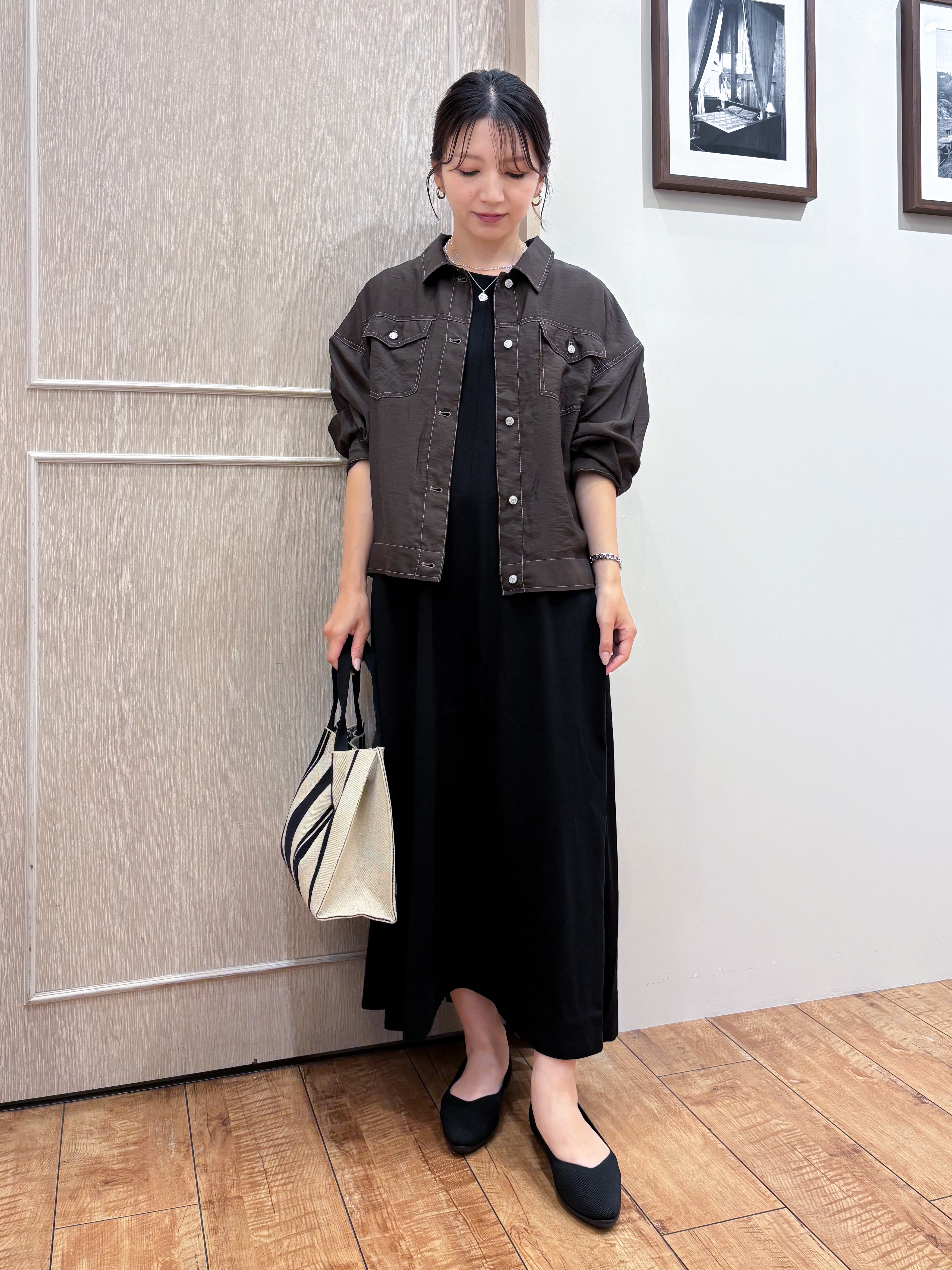 なみさんの「SHOO･LA･RUE｜【S-LL/洗濯機可】Gジャン風 軽く羽織れるシアージャケット」を使ったコーディネート