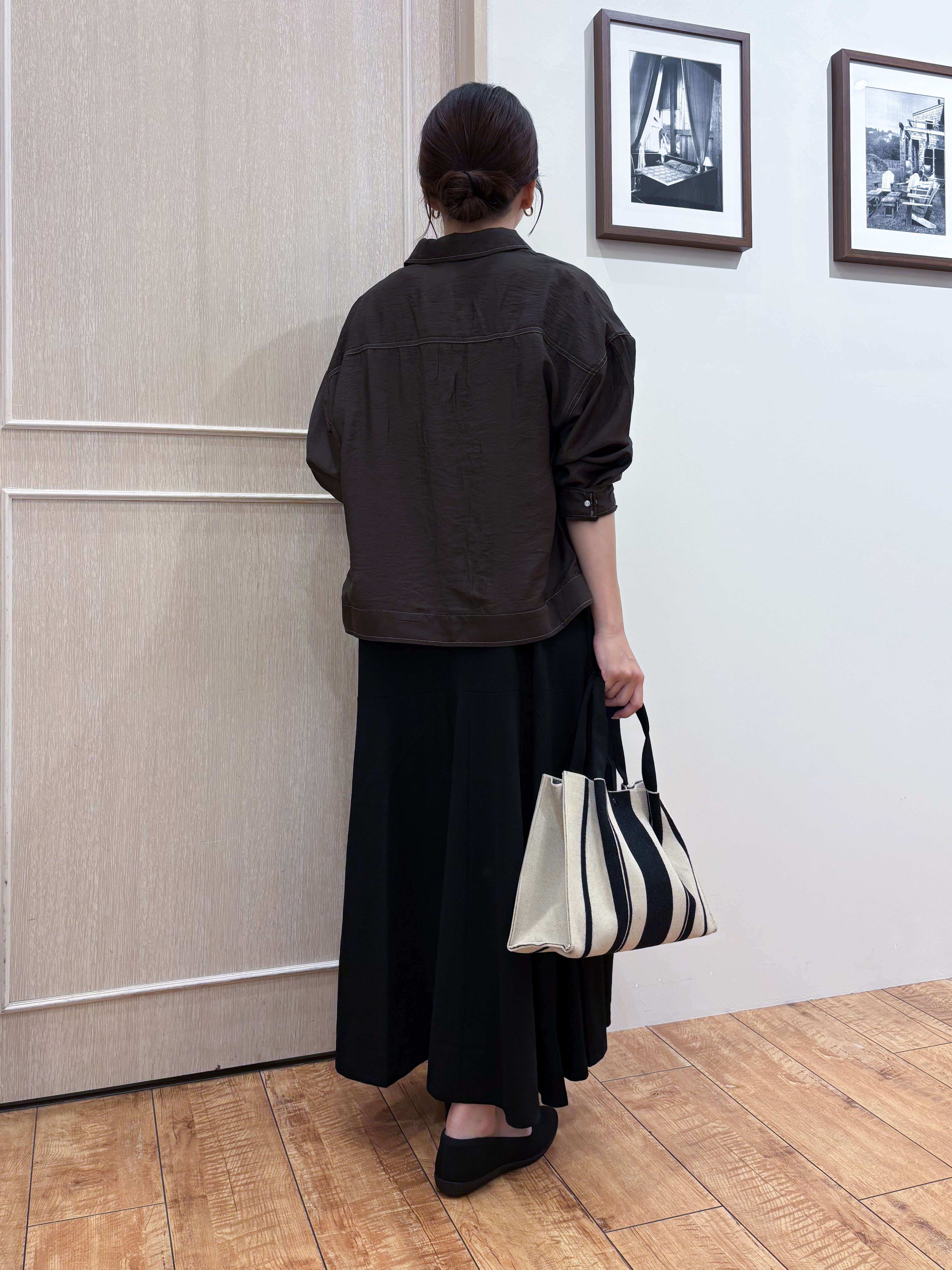 なみさんの「SHOO･LA･RUE｜【S-LL/洗濯機可】Gジャン風 軽く羽織れるシアージャケット」を使ったコーディネート
