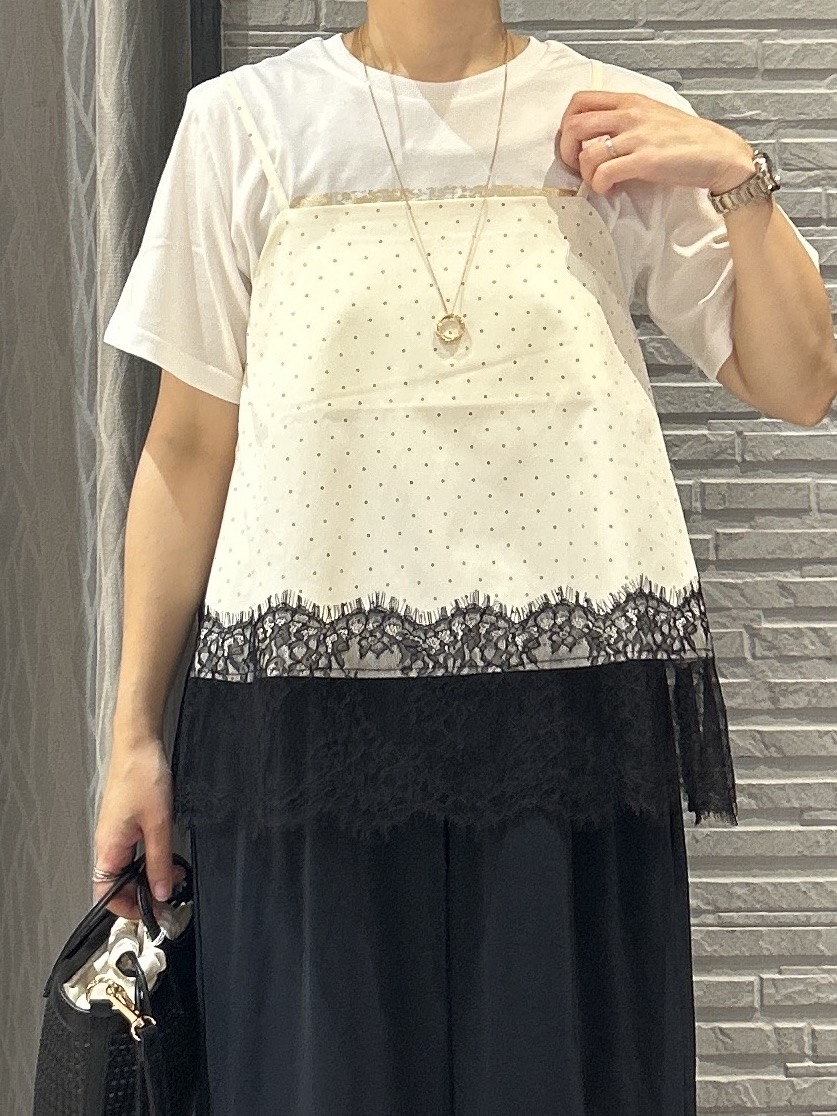 ga_riさんの「THE SHOP TK｜【セットアップ可】ドット柄 レース切替キャミソール」を使ったコーディネート