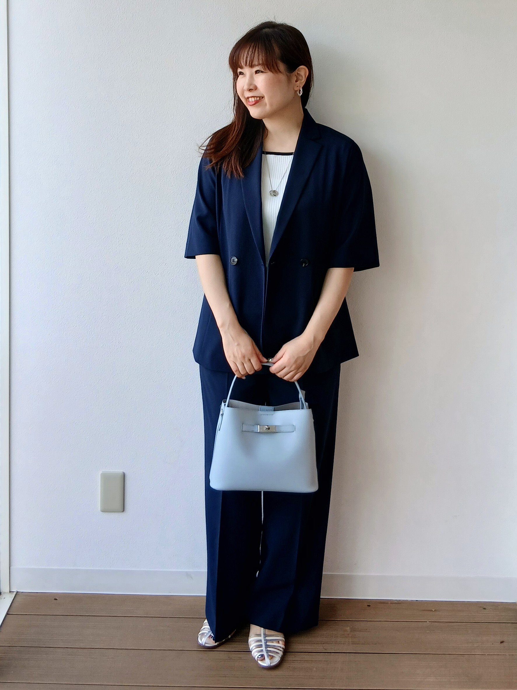 なみきさんの「UNTITLED｜【秋の通勤羽織/セットアップ可/UVカット】エアリークール半袖ジャケット」を使ったコーディネート
