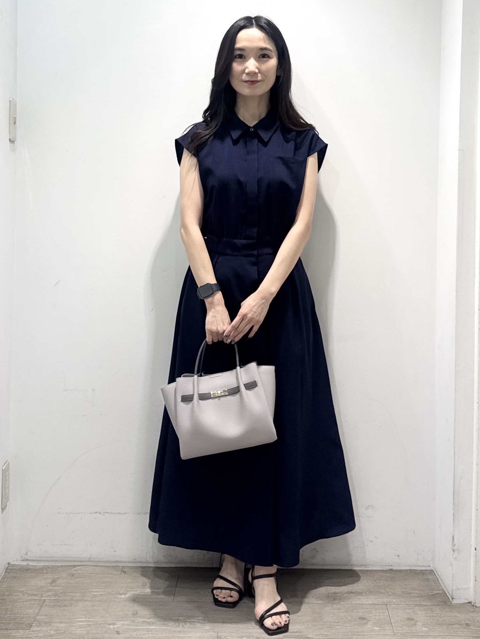 yuicciさんの「OPAQUE.CLIP｜【接触冷感／吸水速乾】フレンチスリーブシャツワンピース《イージーアイロン／洗濯機OK》」を使ったコーディネート