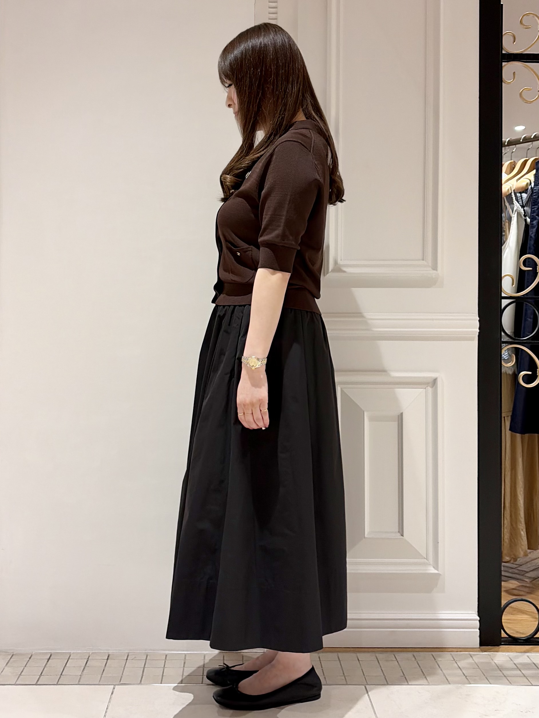 minowaさんの「DRESSTERIOR｜【接触冷感／UVカット】ハーフスリーブ シアーカーディガン」を使ったコーディネート