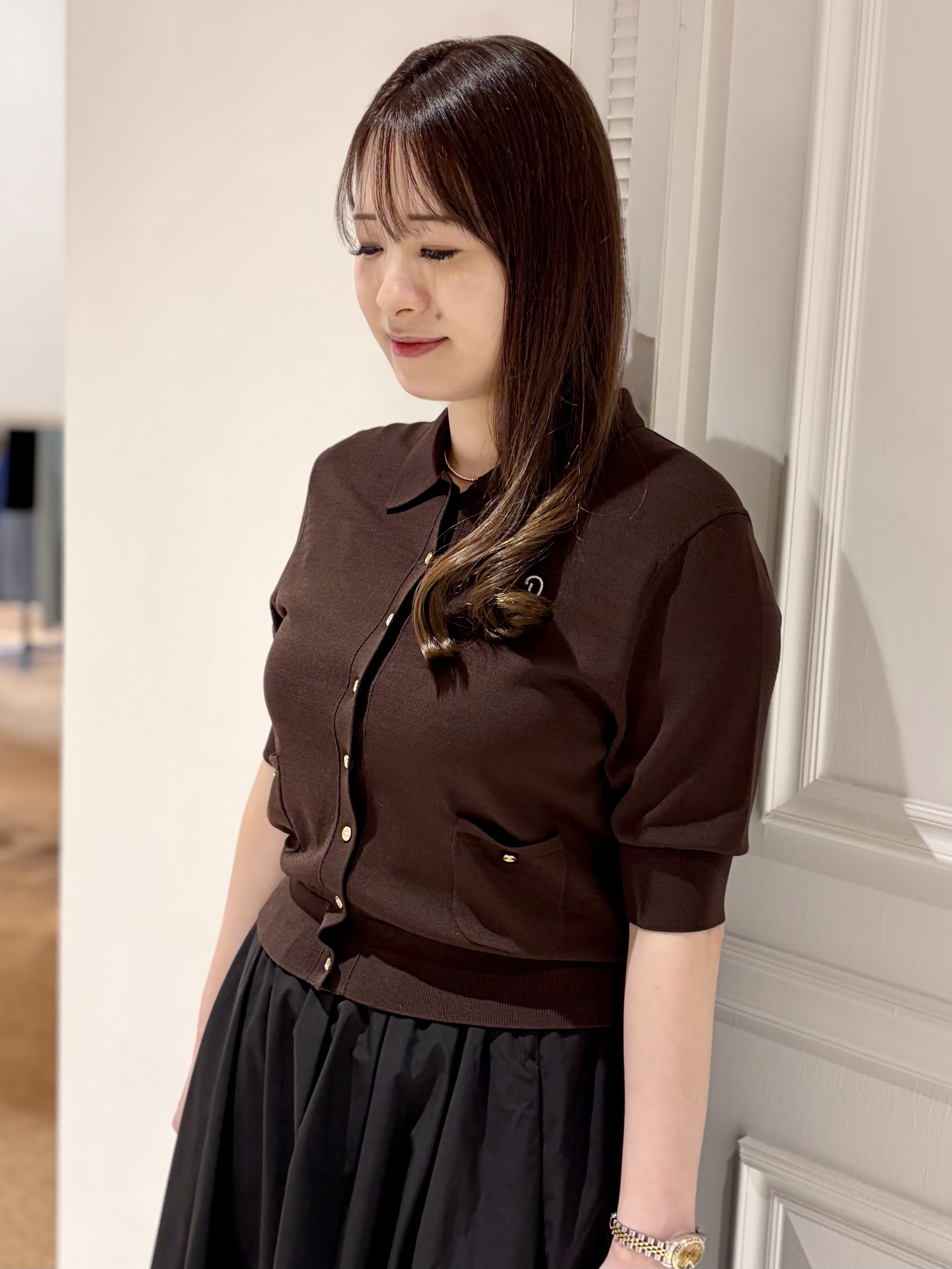 minowaさんの「DRESSTERIOR｜【接触冷感／UVカット】ハーフスリーブ シアーカーディガン」を使ったコーディネート