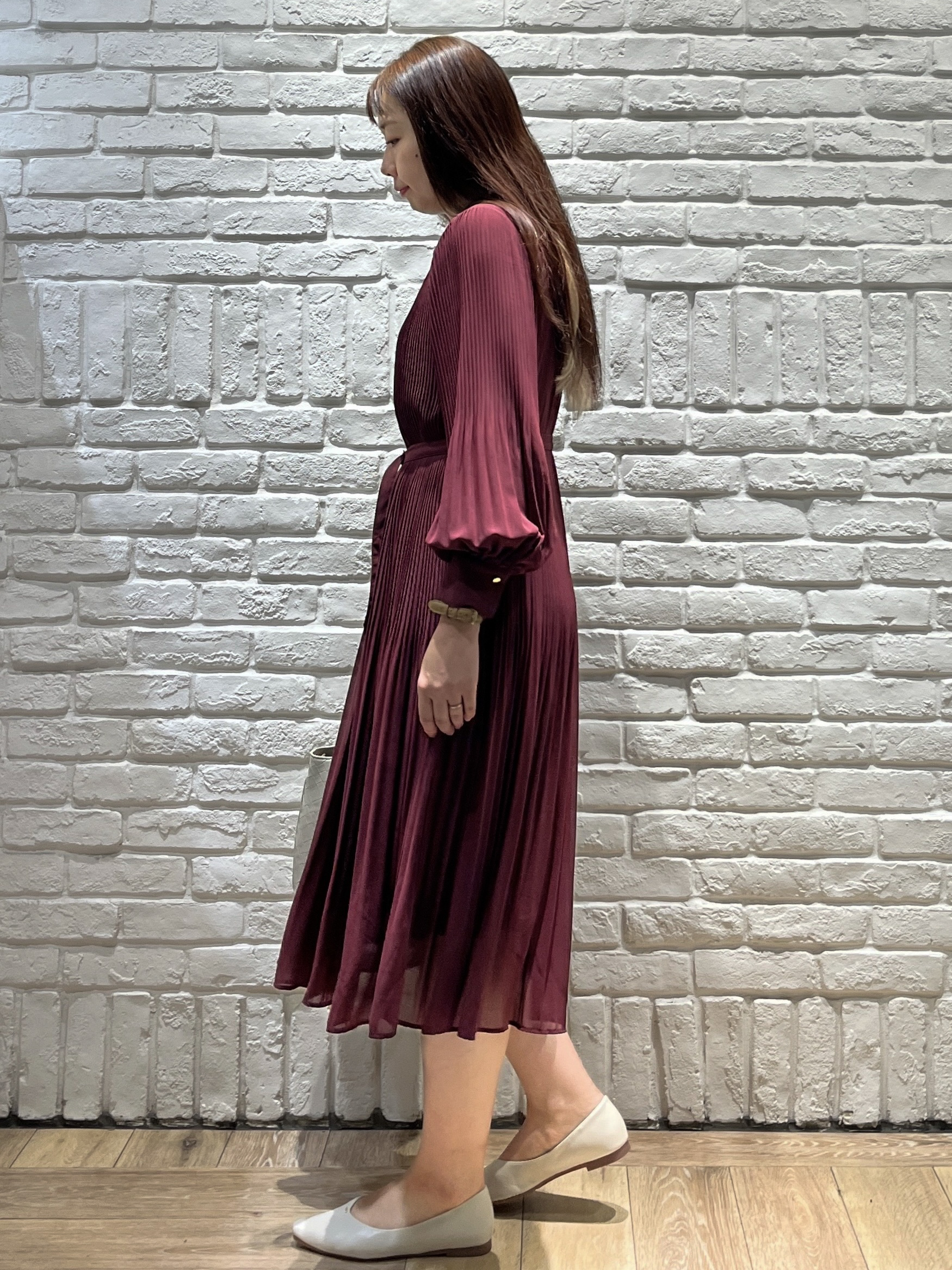 erinaさんの「index｜【XS-3L】ジョーゼットアソートプリーツワンピース《洗濯機OK／防シワ／イージーアイロン》」を使ったコーディネート