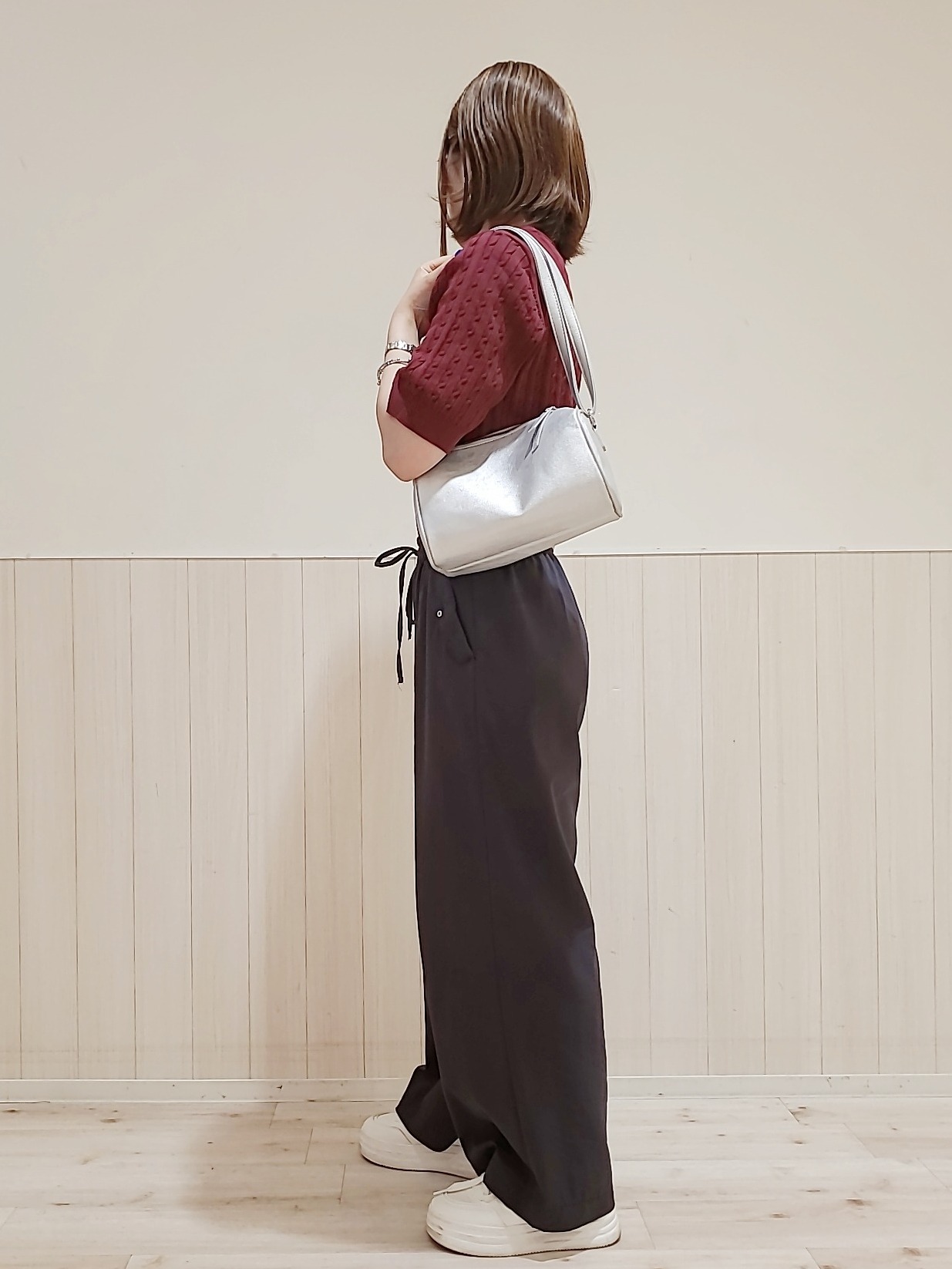 Riさんの「SHOO･LA･RUE｜【洗濯機可/S-LL】上品見え ミニケーブルニット」を使ったコーディネート