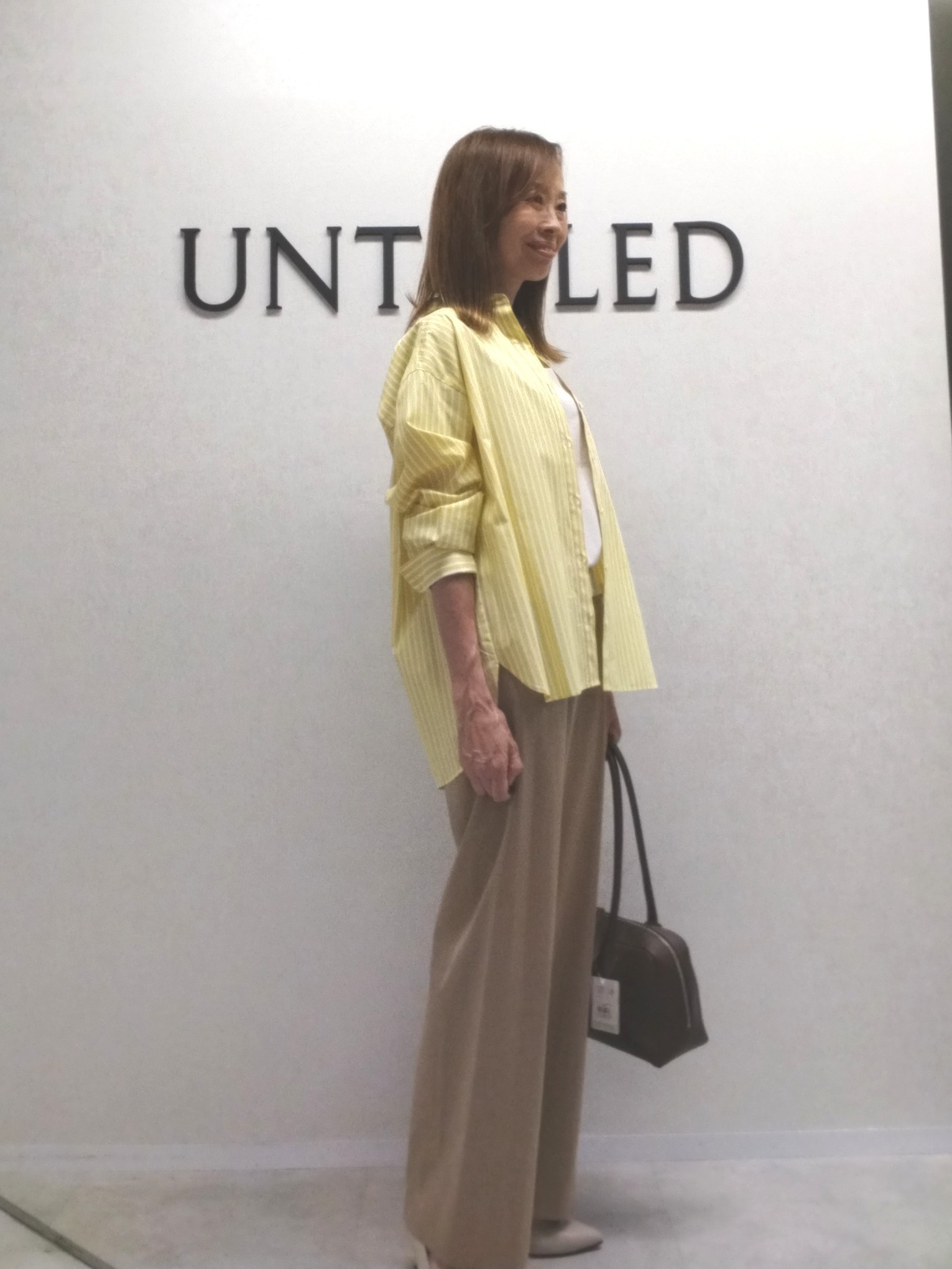 もりさんの「UNTITLED｜【ウエストゴム】シャイニーキュプラワイドパンツ」を使ったコーディネート