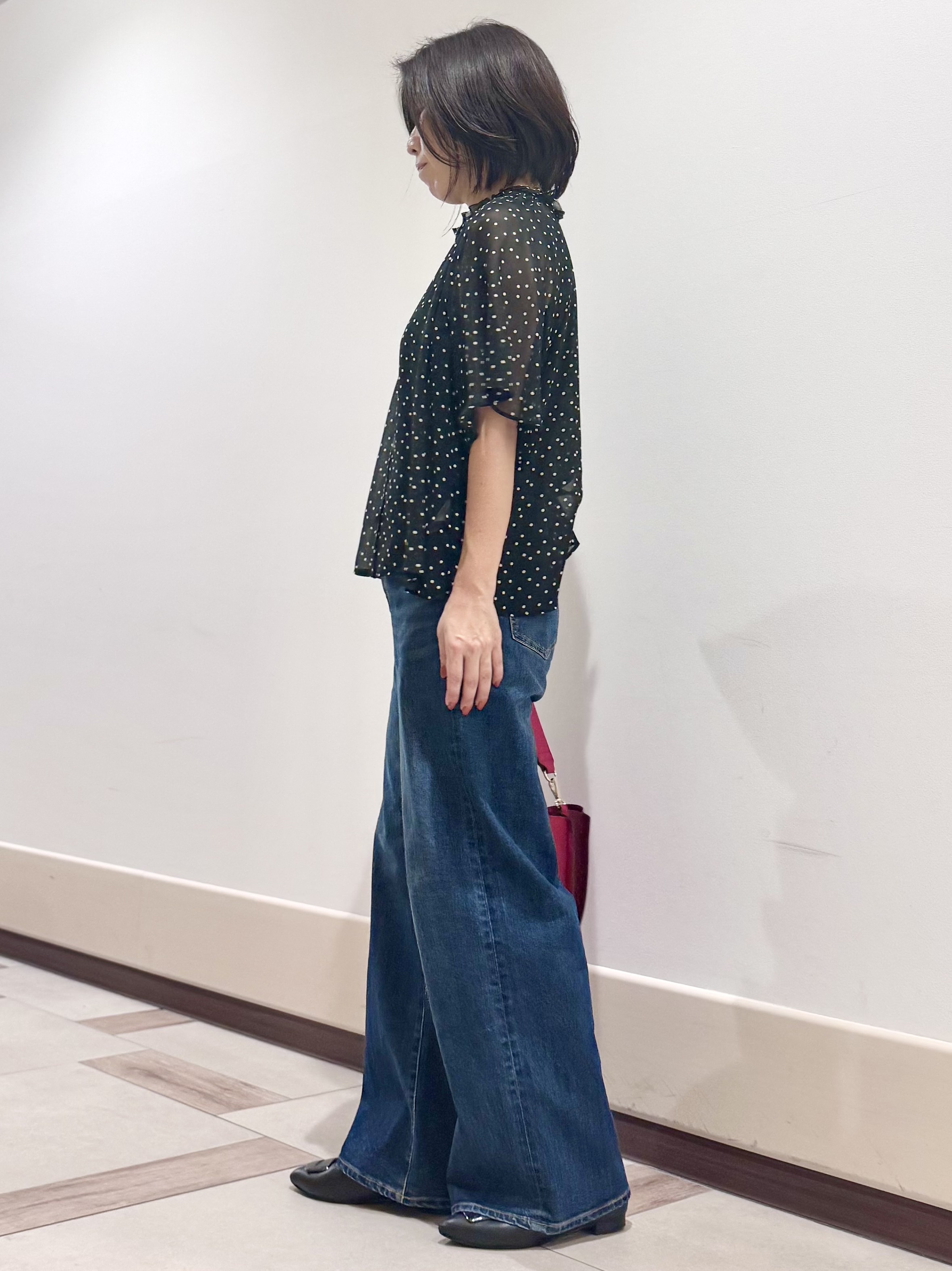 kaeさんの「Reflect｜【セットアップ／手洗い可】ドット柄シアーブラウス」を使ったコーディネート
