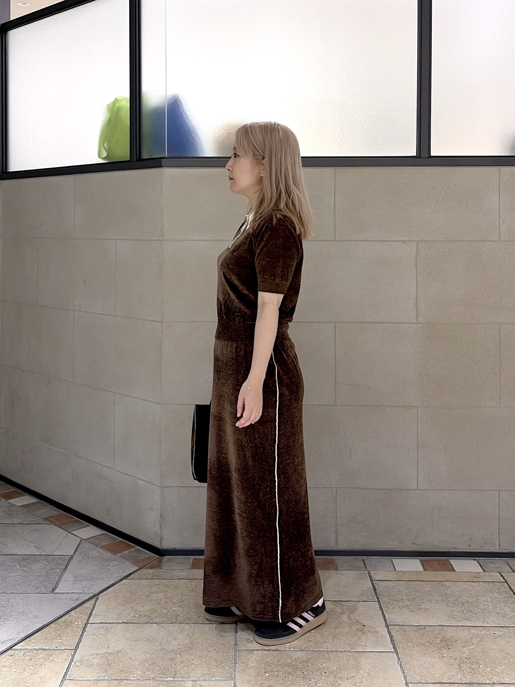 よねさんの「INDIVI｜バイカラーモールポロニット」を使ったコーディネート
