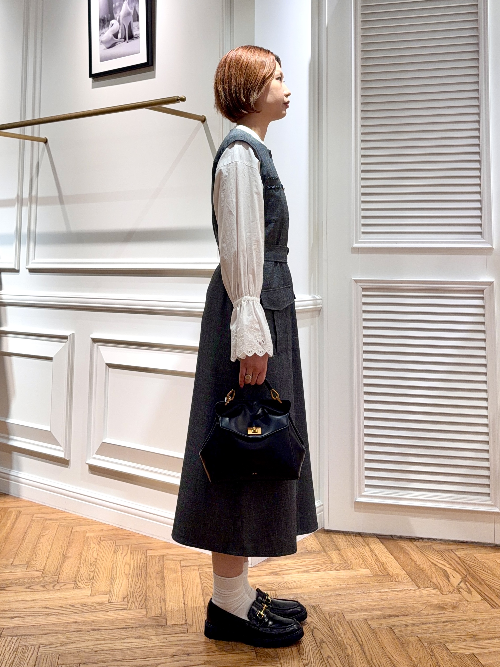 renaさんの「DRESSTERIOR｜【ウォッシャブル】ツイードライクワンピース」を使ったコーディネート
