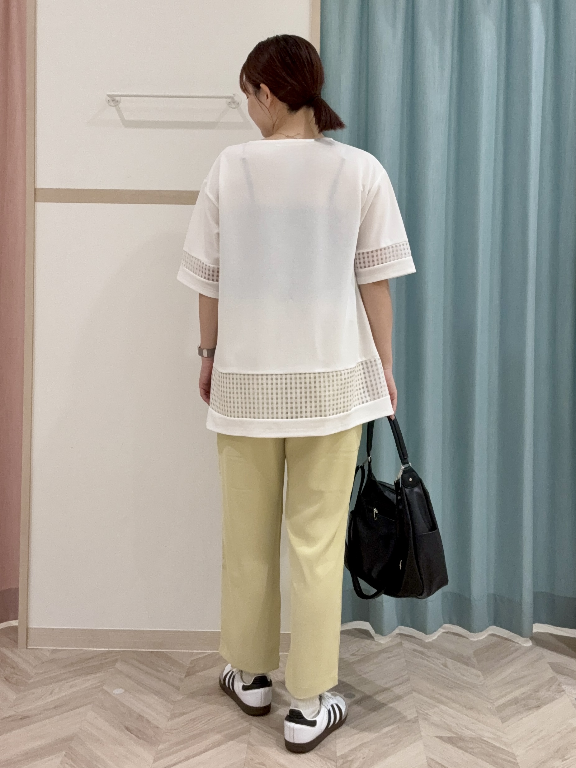 kさんの「SHOO･LA･RUE｜【S-LL】上品に体型カバー 大人のシアーチェックチュニック」を使ったコーディネート