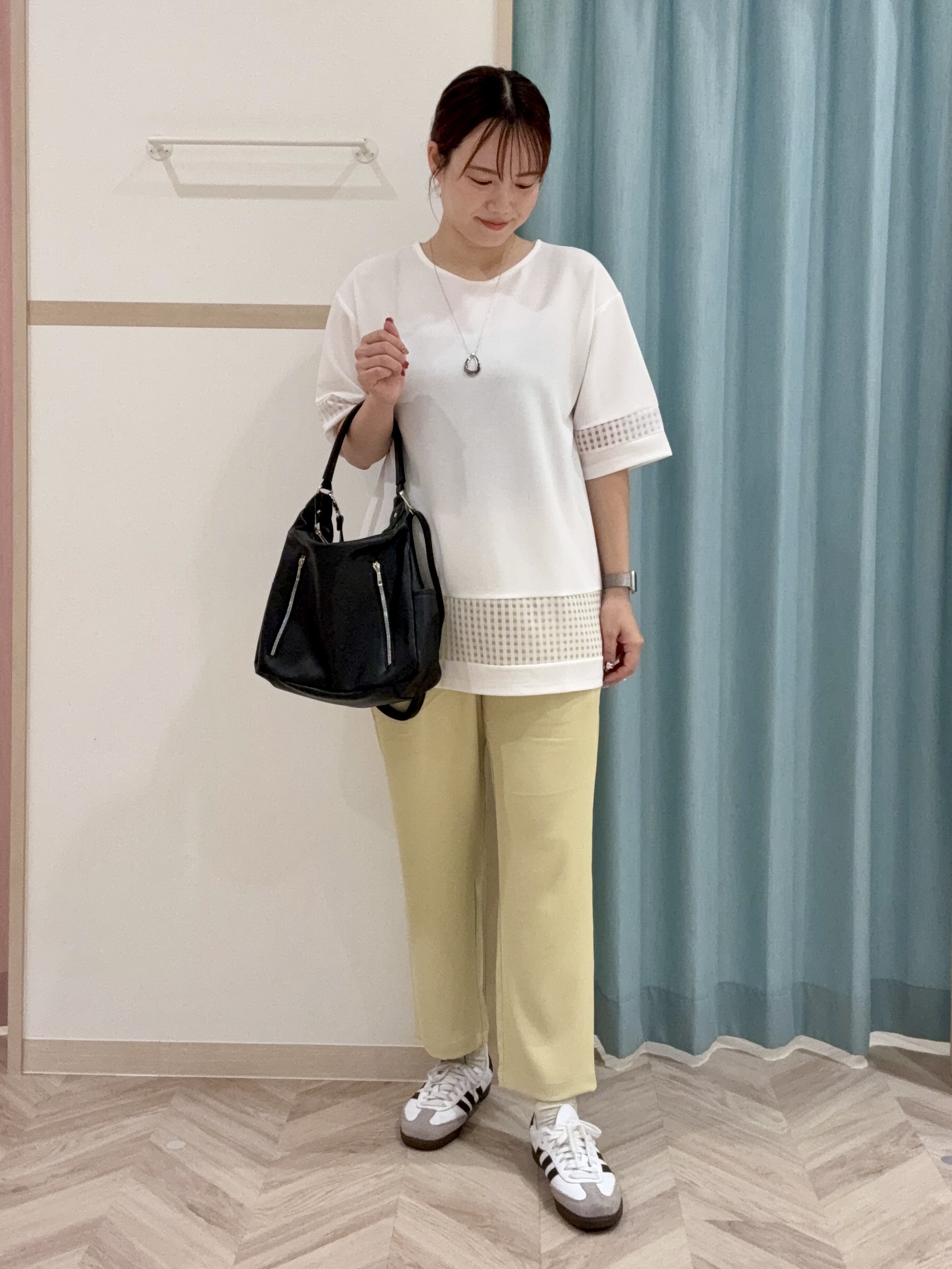 kさんの「SHOO･LA･RUE｜【S-LL】上品に体型カバー 大人のシアーチェックチュニック」を使ったコーディネート