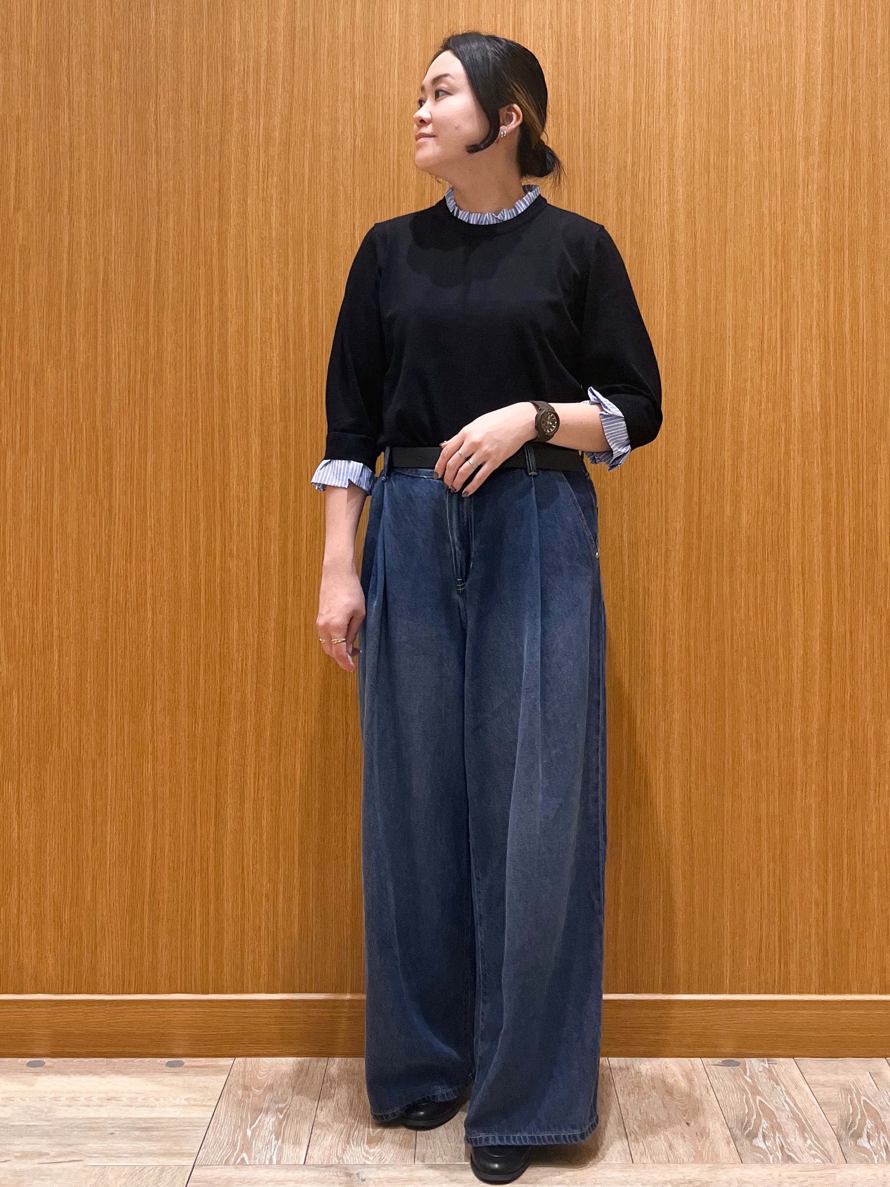 aさんの「OPAQUE.CLIP｜【UVケア／遮熱性】フリルドッキングニット《洗濯機OK》」を使ったコーディネート