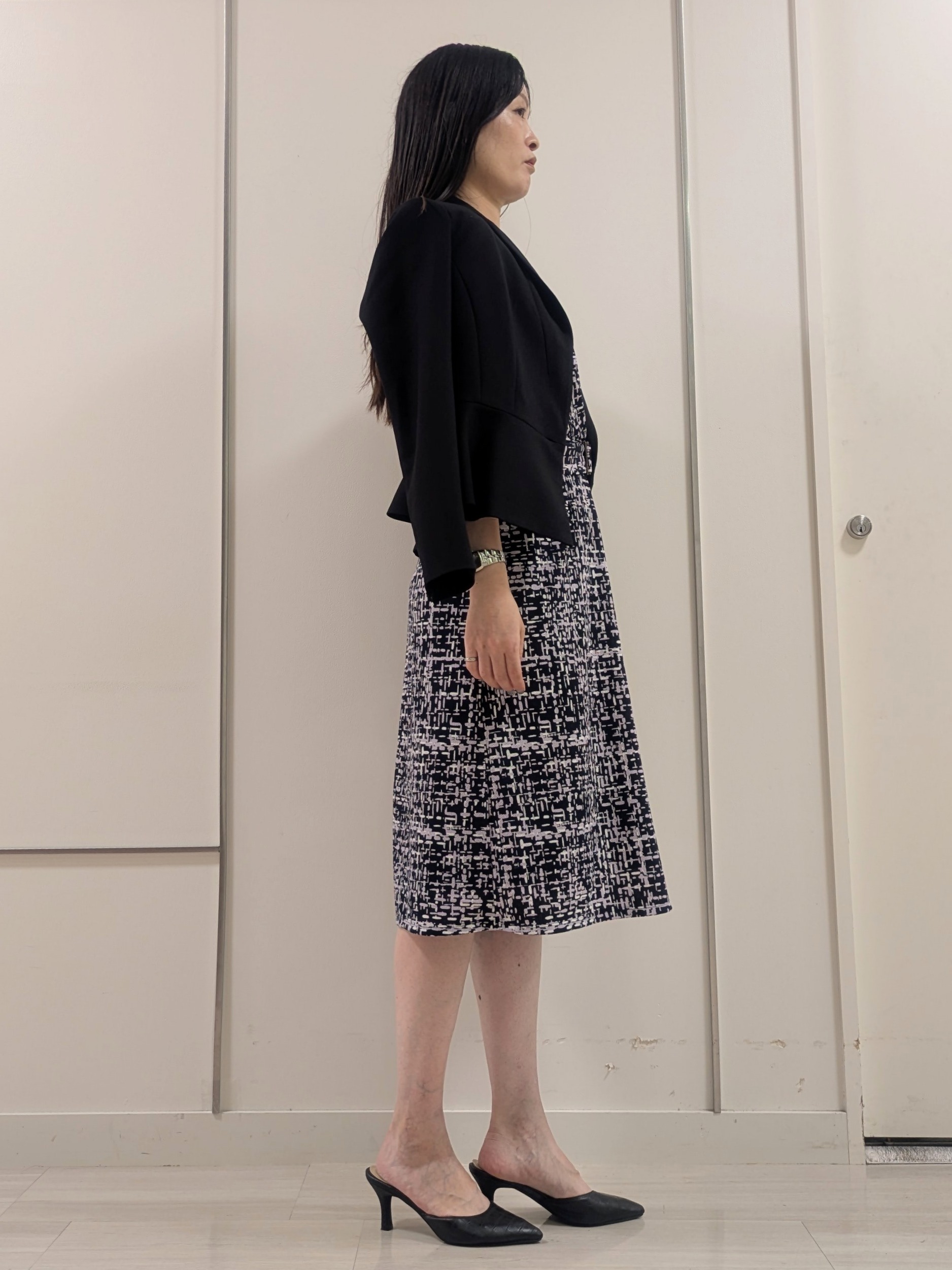 mikiさんの「COUP DE CHANCE｜【手洗い可／日本製】ジオメトリックワンピース」を使ったコーディネート