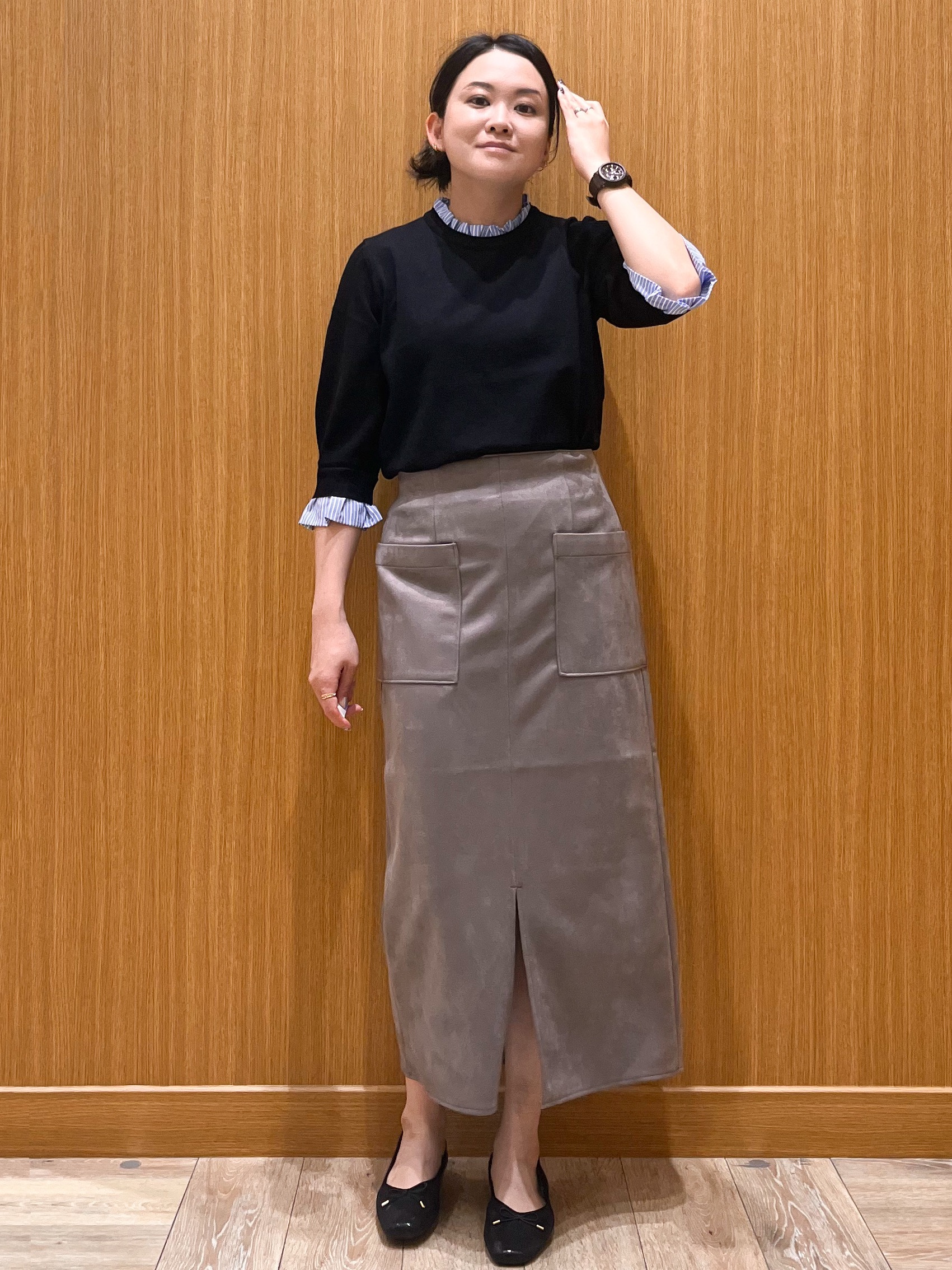 aさんの「OPAQUE.CLIP｜【UVケア／遮熱性】フリルドッキングニット《洗濯機OK》」を使ったコーディネート