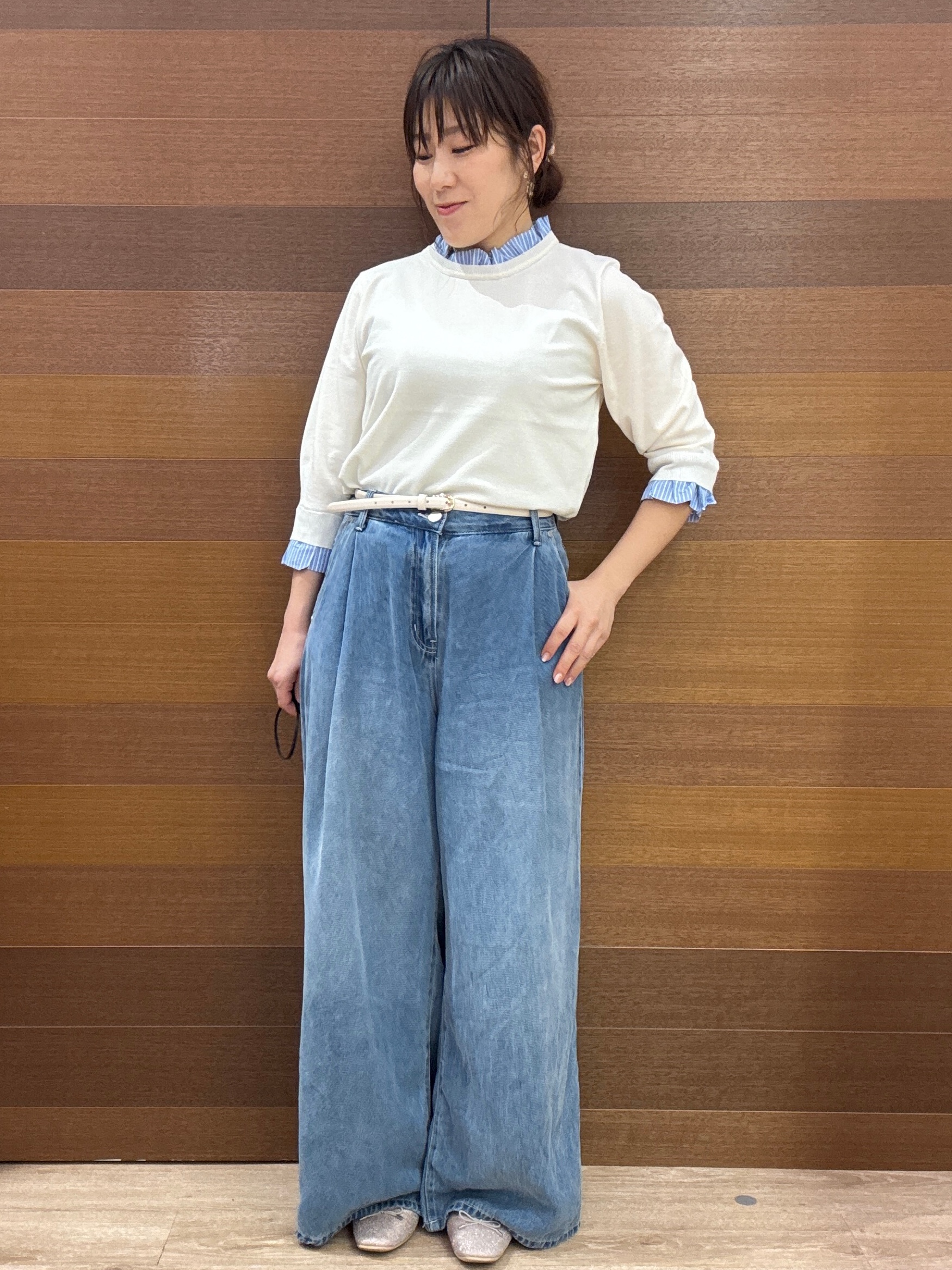 maichiさんの「OPAQUE.CLIP｜【UVケア／遮熱性】フリルドッキングニット《洗濯機OK》」を使ったコーディネート