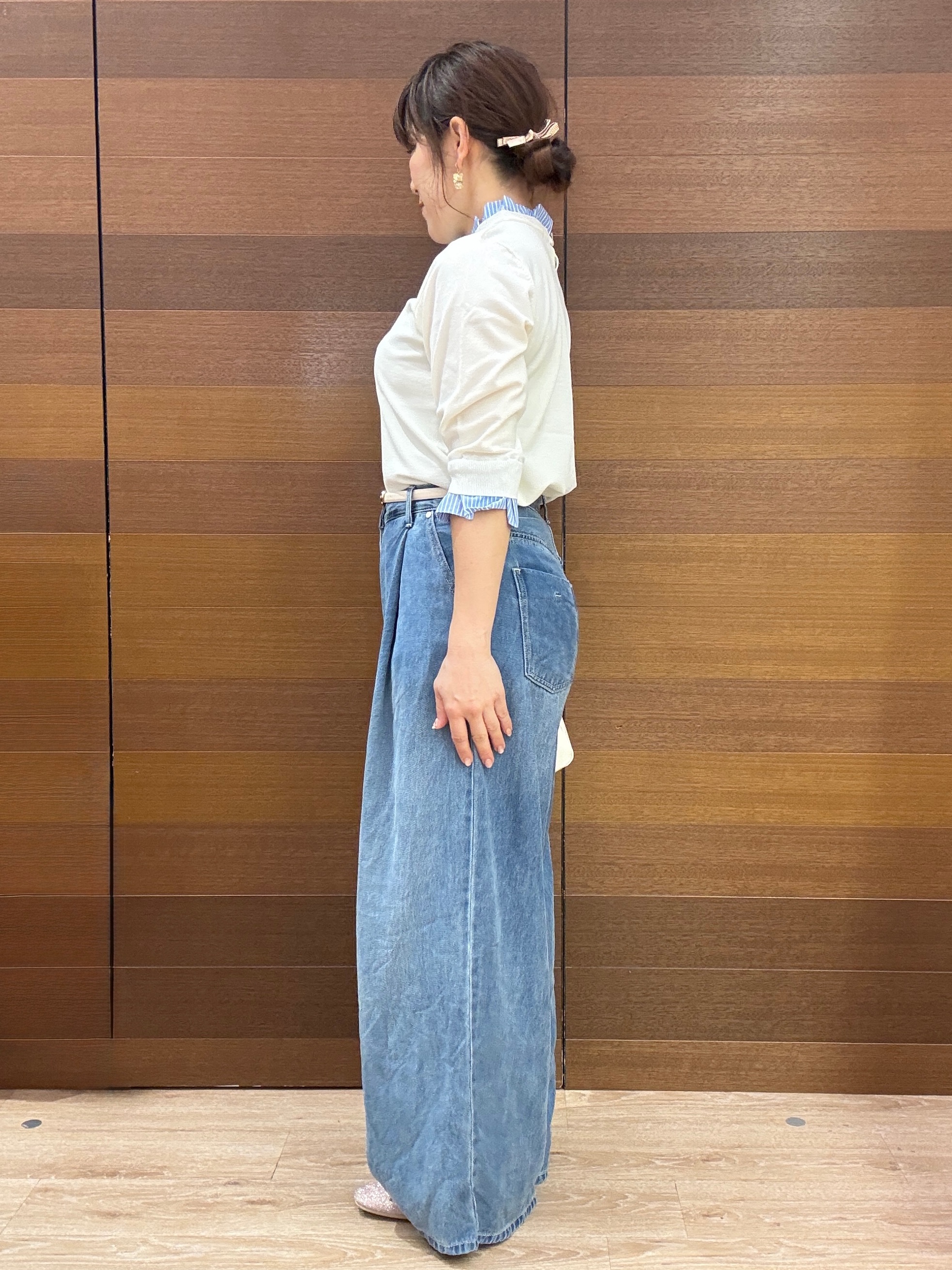 maichiさんの「OPAQUE.CLIP｜【UVケア／遮熱性】フリルドッキングニット《洗濯機OK》」を使ったコーディネート