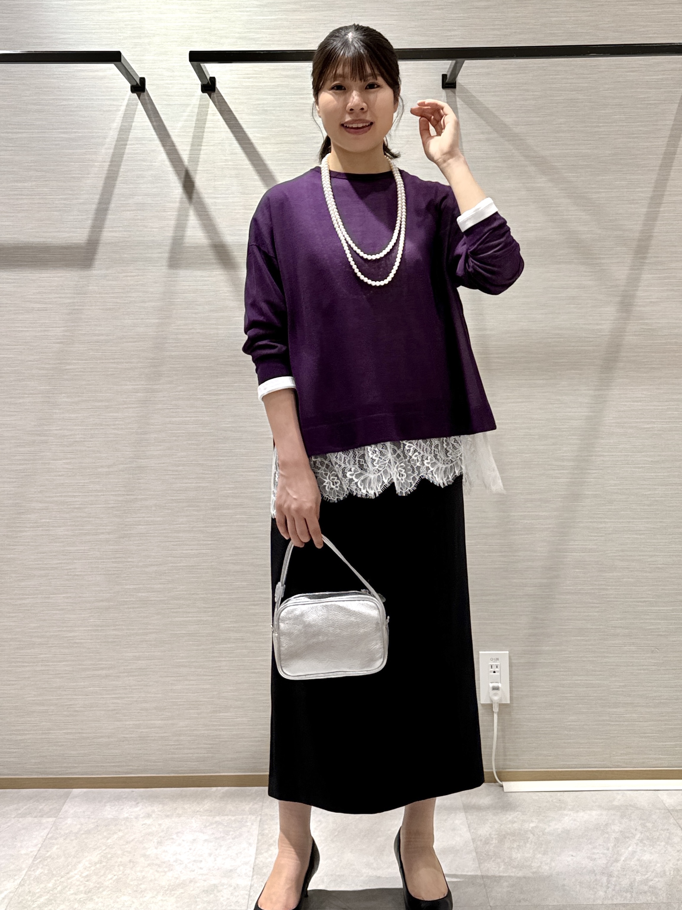 nanaさんの「UNTITLED｜【アンサンブル可/秋羽織り/シアー】前後2WAYカーディガン」を使ったコーディネート