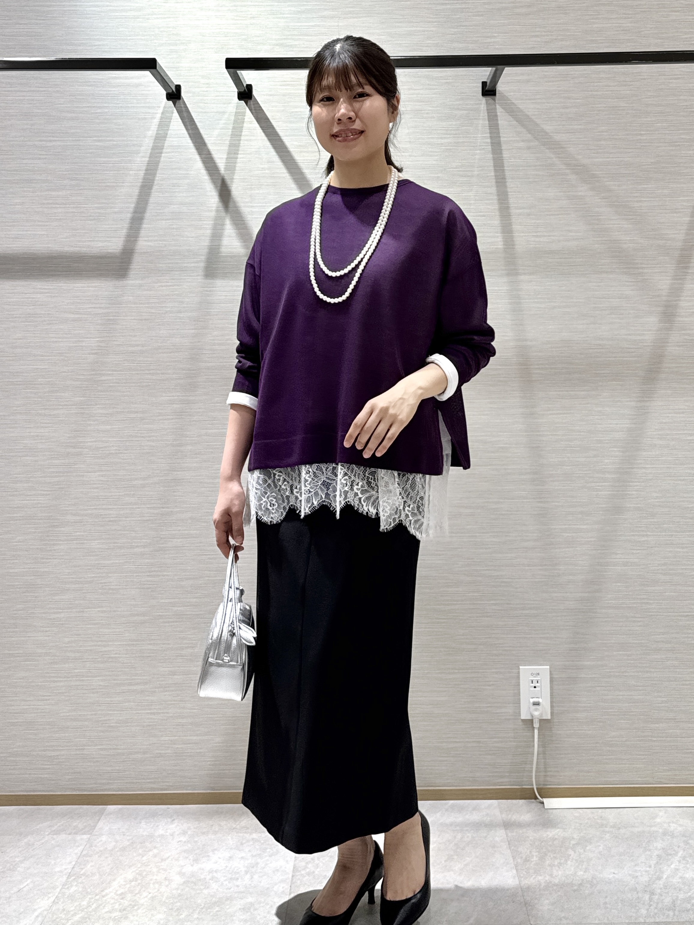 nanaさんの「UNTITLED｜【アンサンブル可/秋羽織り/シアー】前後2WAYカーディガン」を使ったコーディネート