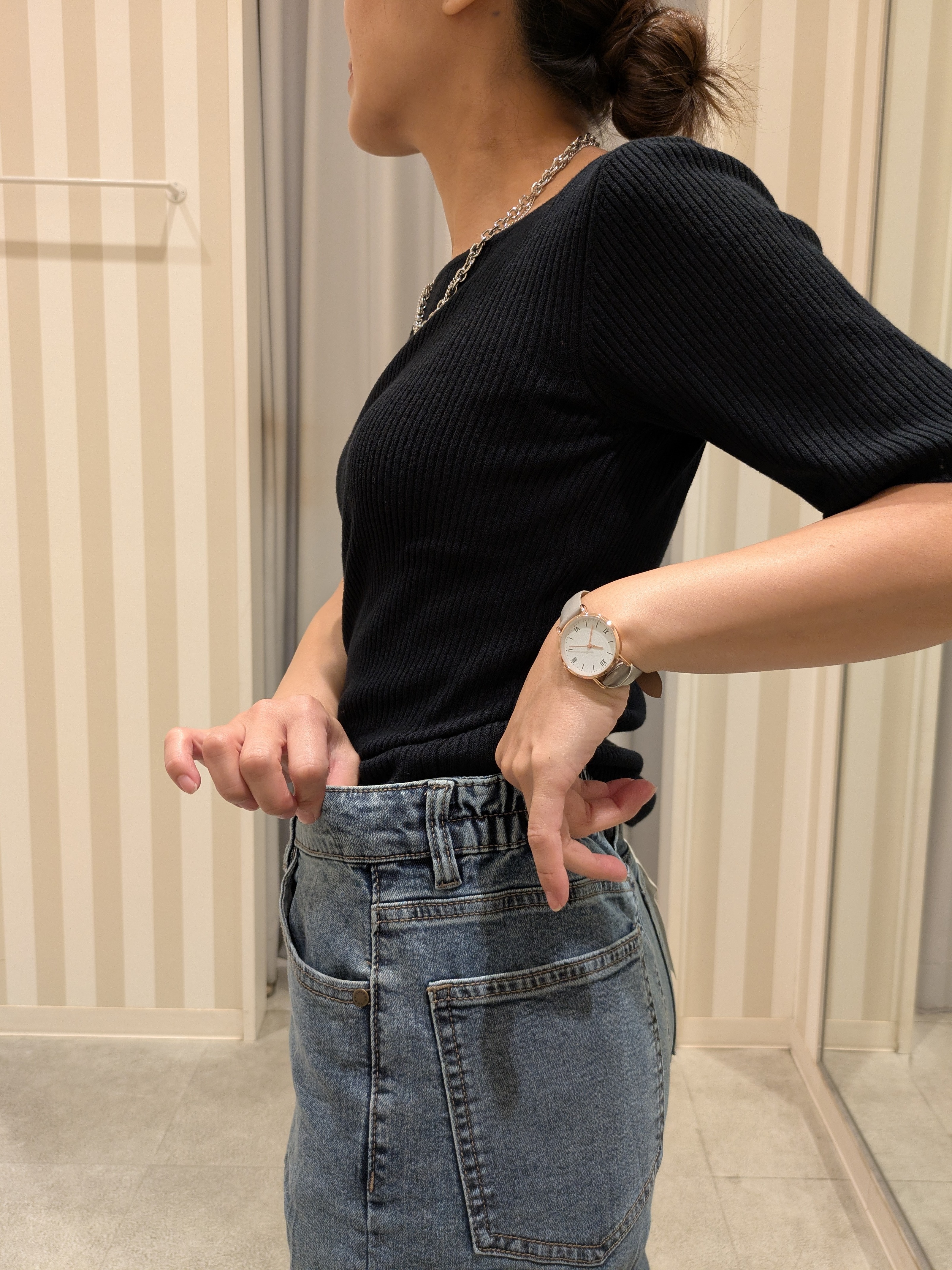 𝐂𝐡𝐢𝐢 &hearts;(ちー)さんの「SHOO･LA･RUE｜【毛玉になりにくい/洗濯機可/S-LL】大人上品な 5分袖スクエアトップス」を使ったコーディネート