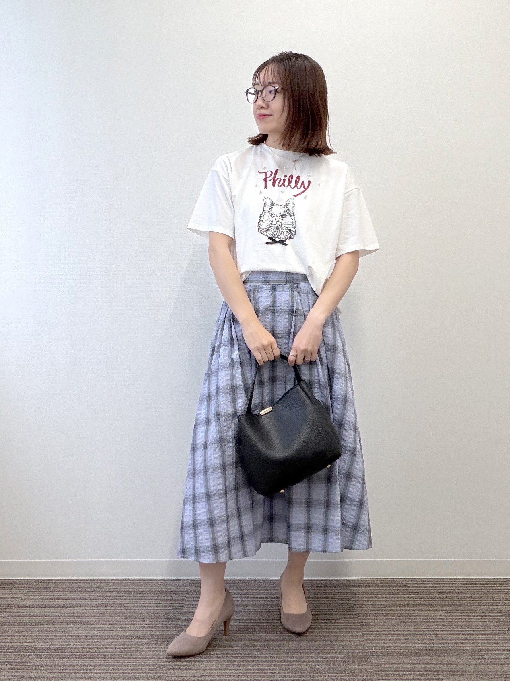 saoriさんの「<Philly chocolateコラボ>キャットプリントTシャツ」を使ったコーディネート