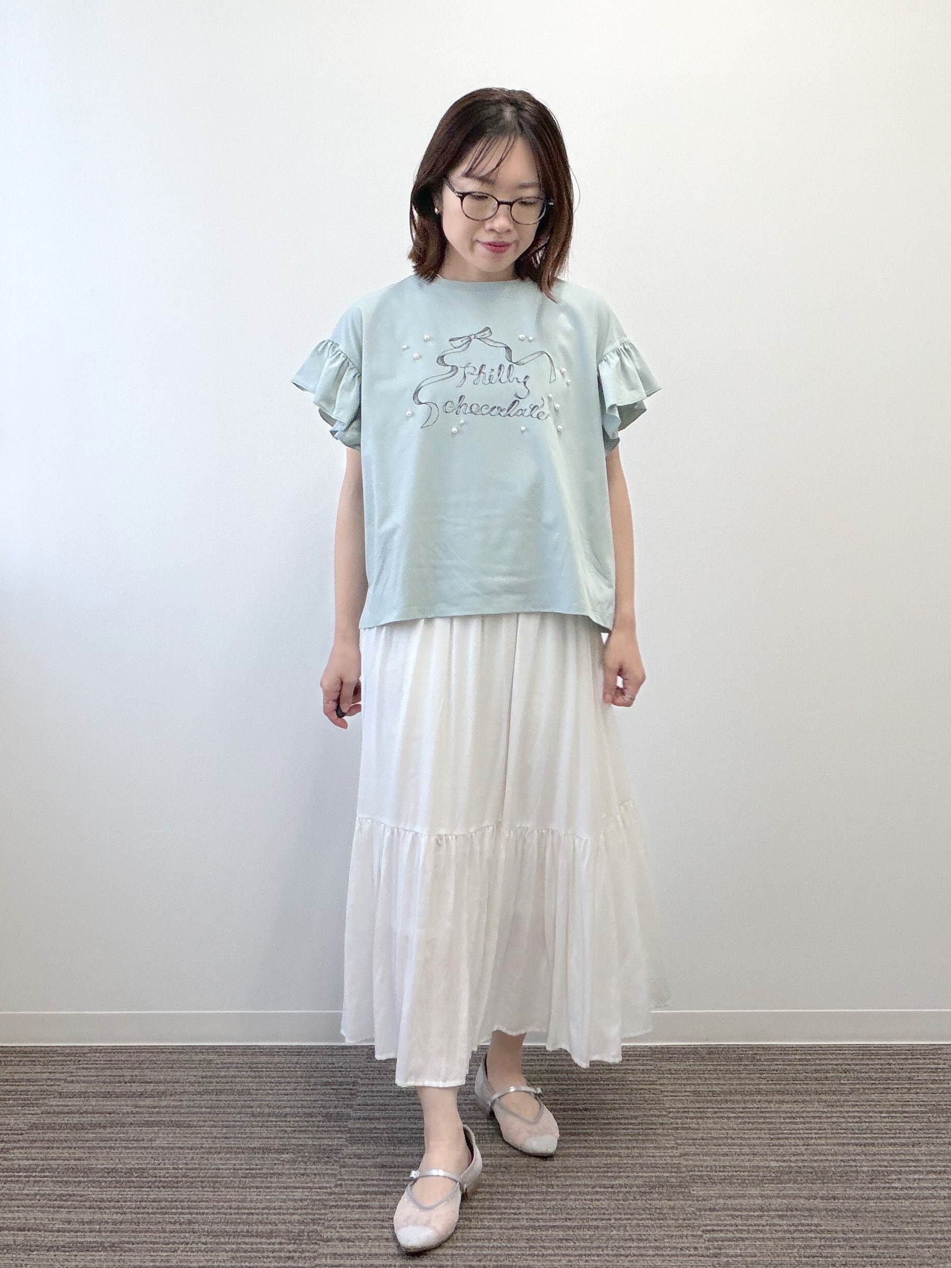 saoriさんの「<Philly chocolateコラボ>リボンTシャツ」を使ったコーディネート