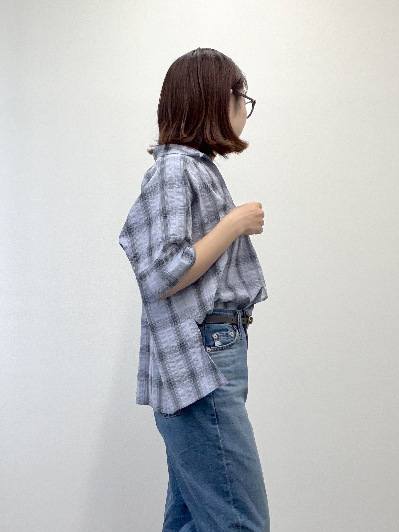 saoriさんの「チェック柄サッカーブラウス」を使ったコーディネート