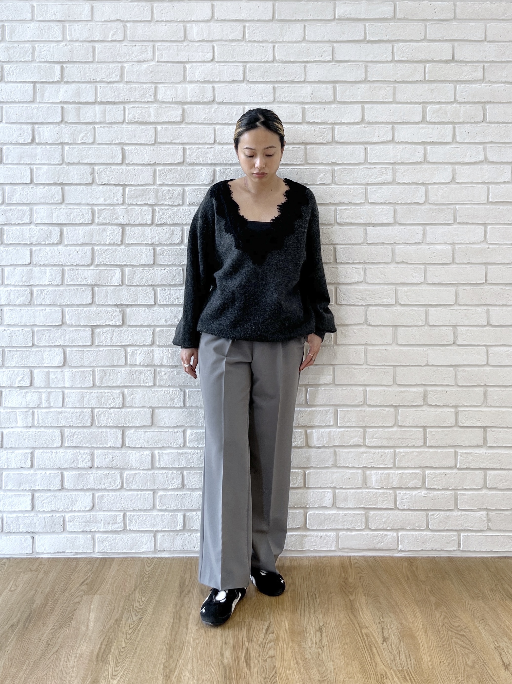 Harukaさんの「INDIVI｜Comfy Set Up｜イージーストレートワイドパンツ【セットアップ対応／通勤／カセット服】」を使ったコーディネート